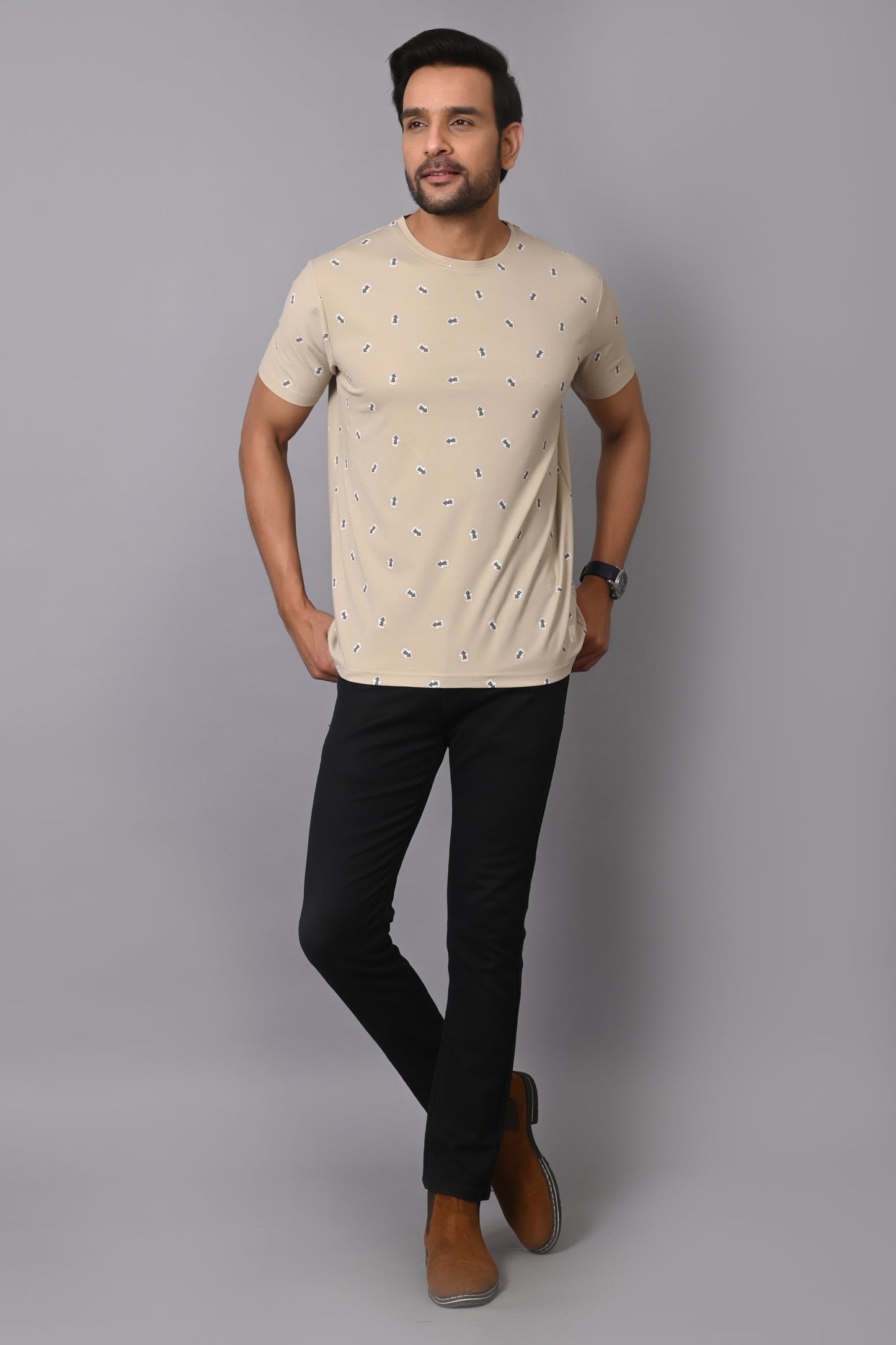 Arbour Men Round Neck All Over Print T-Shirt