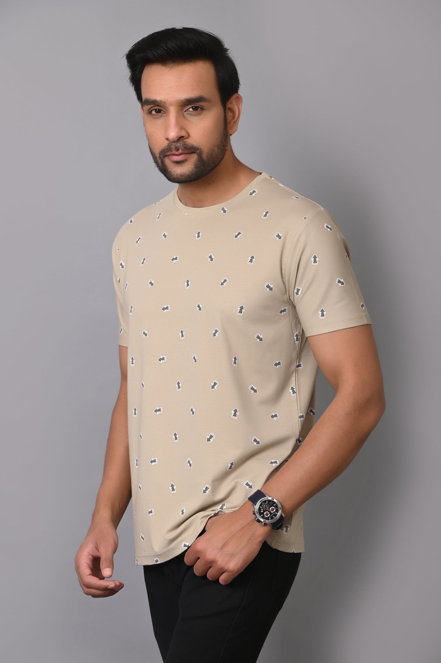 Arbour Men Round Neck All Over Print T-Shirt