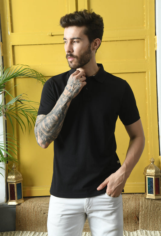 Arbour Men Polo Neck Plain Solid half Sleeves T-Shirt