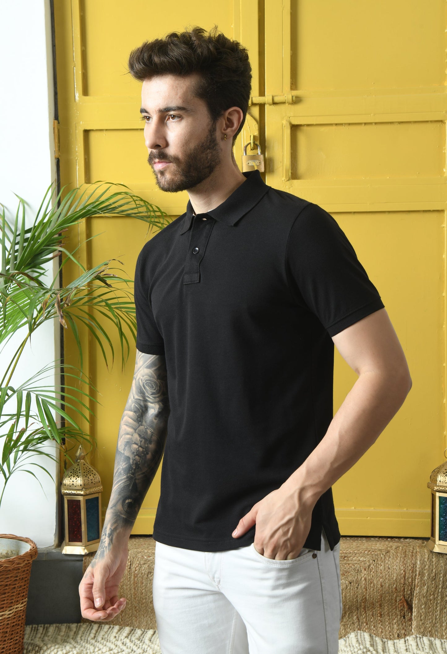 Arbour Men Polo Neck Plain Solid half Sleeves T-Shirt