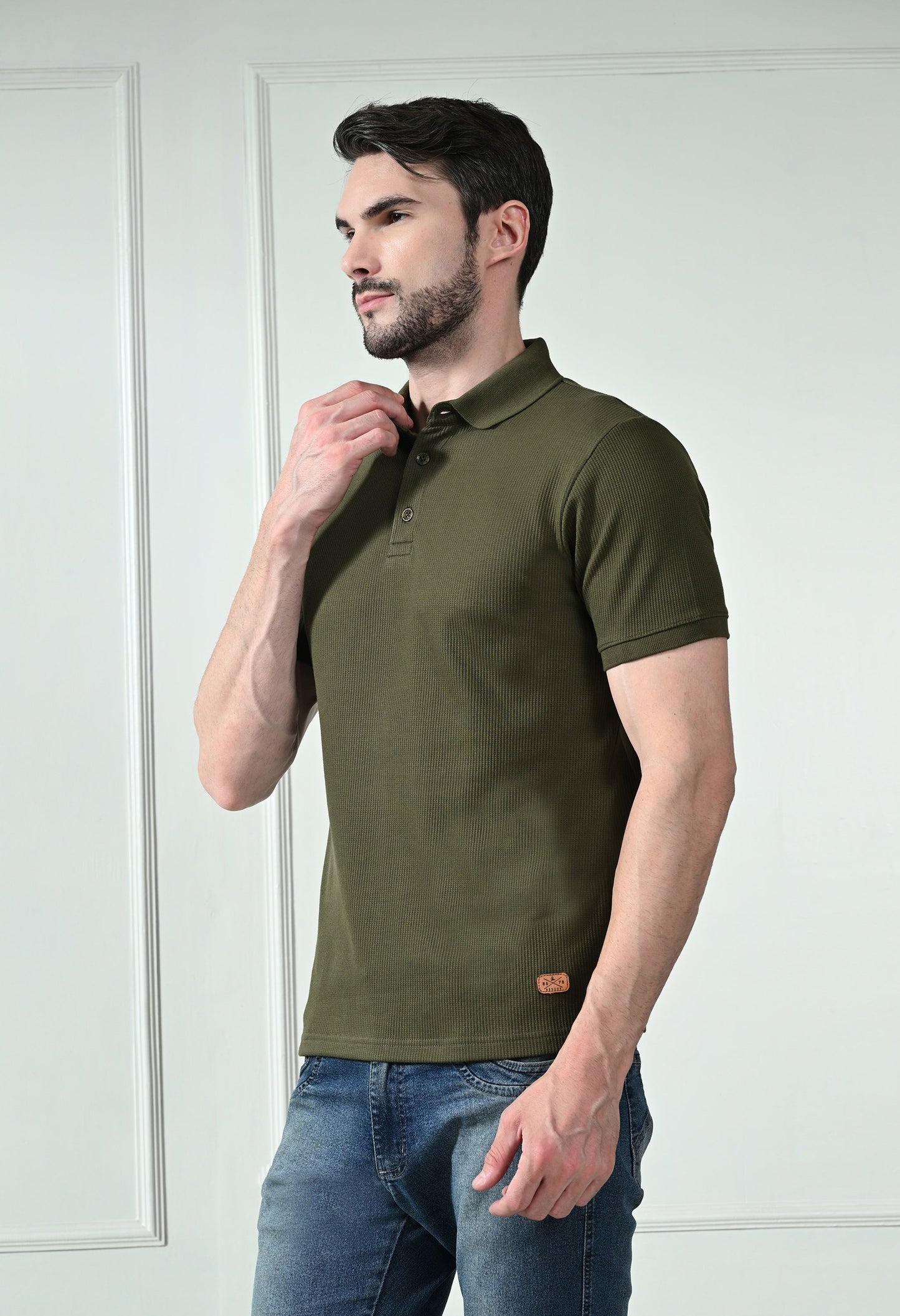 Arbour Men Polo Neck Solid Plain Half Sleeves T-Shirt