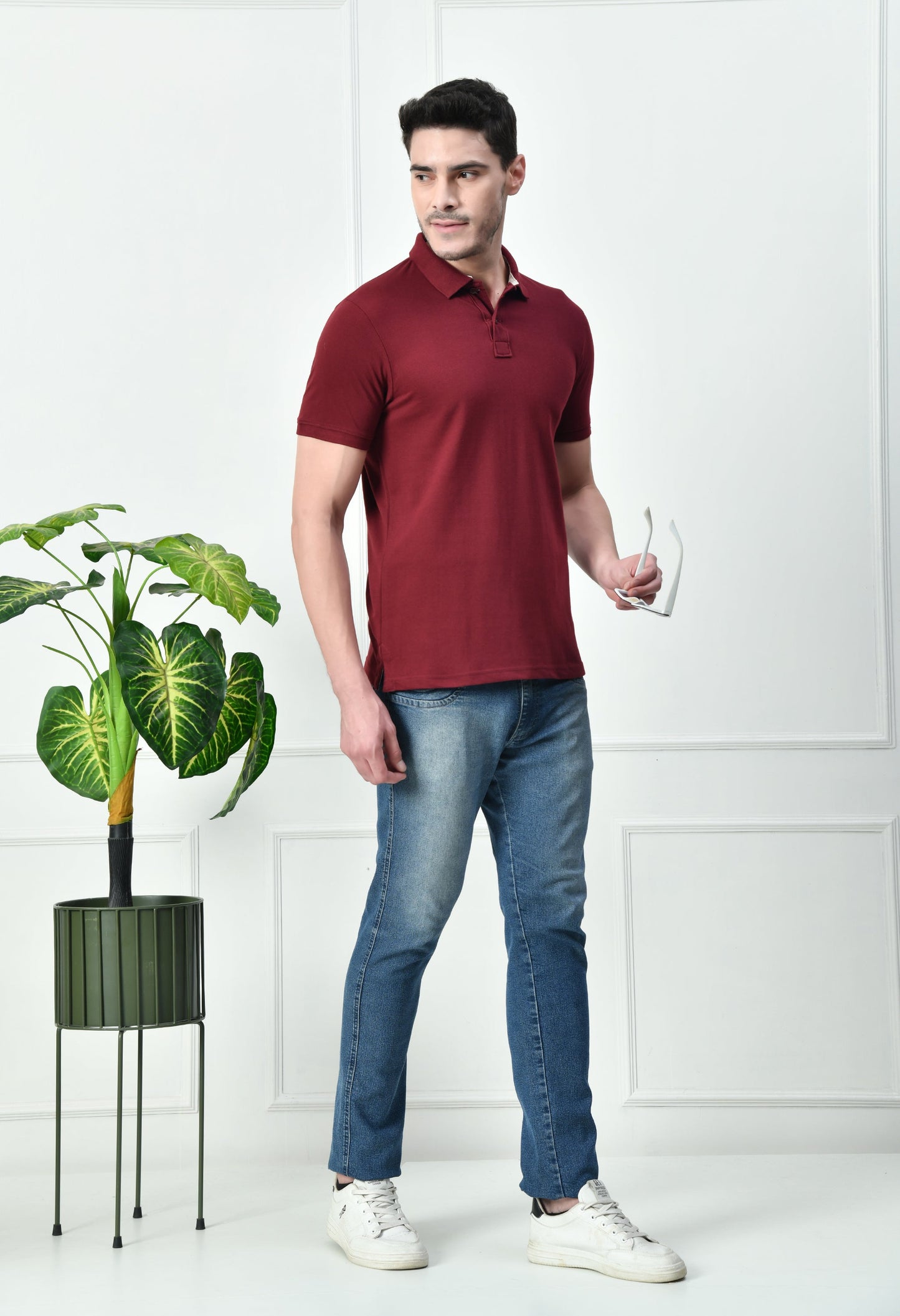 Arbour Men Polo Neck Plain Solid half Sleeves T-Shirt