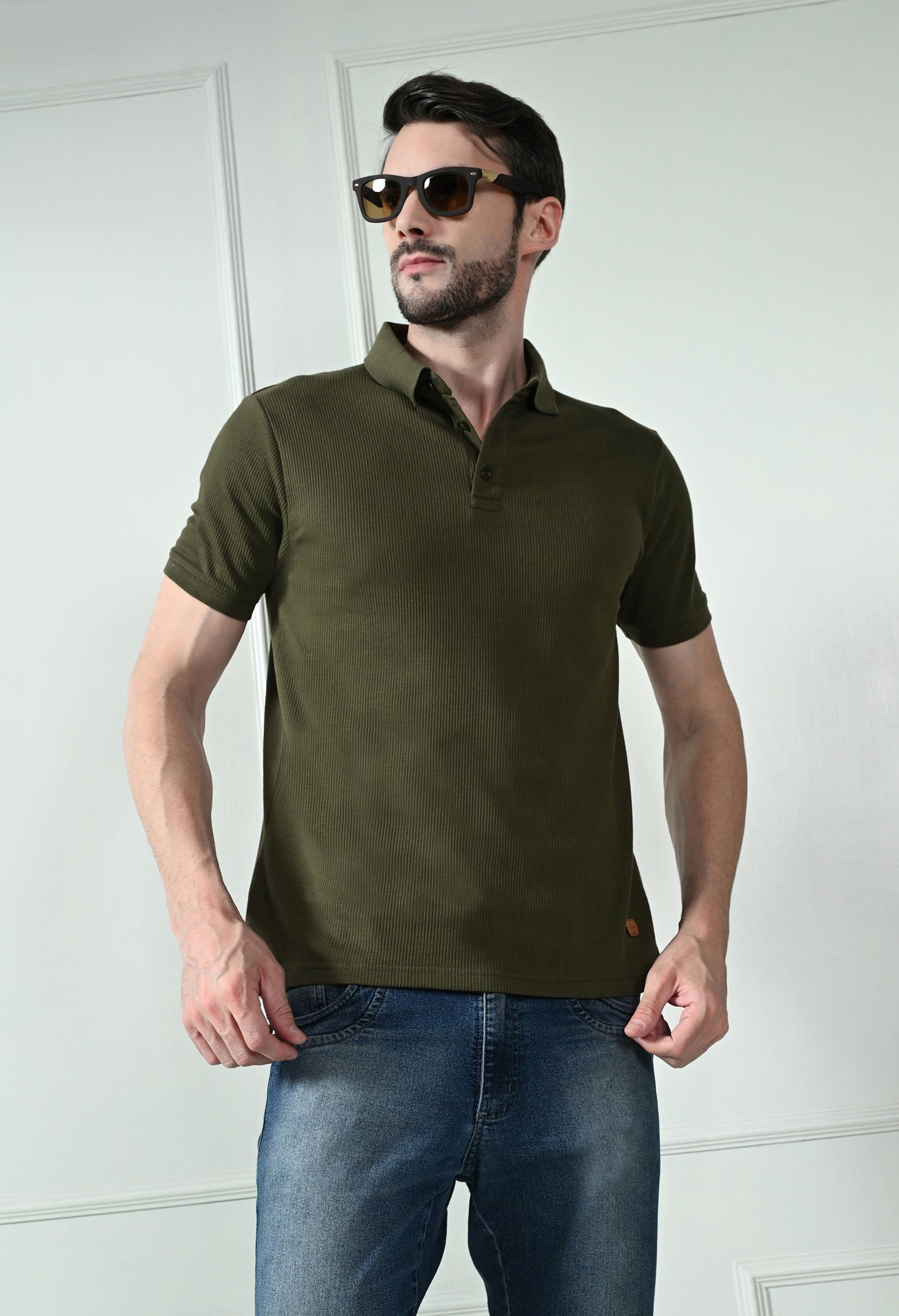 Arbour Men Polo Neck Solid Plain Half Sleeves T-Shirt