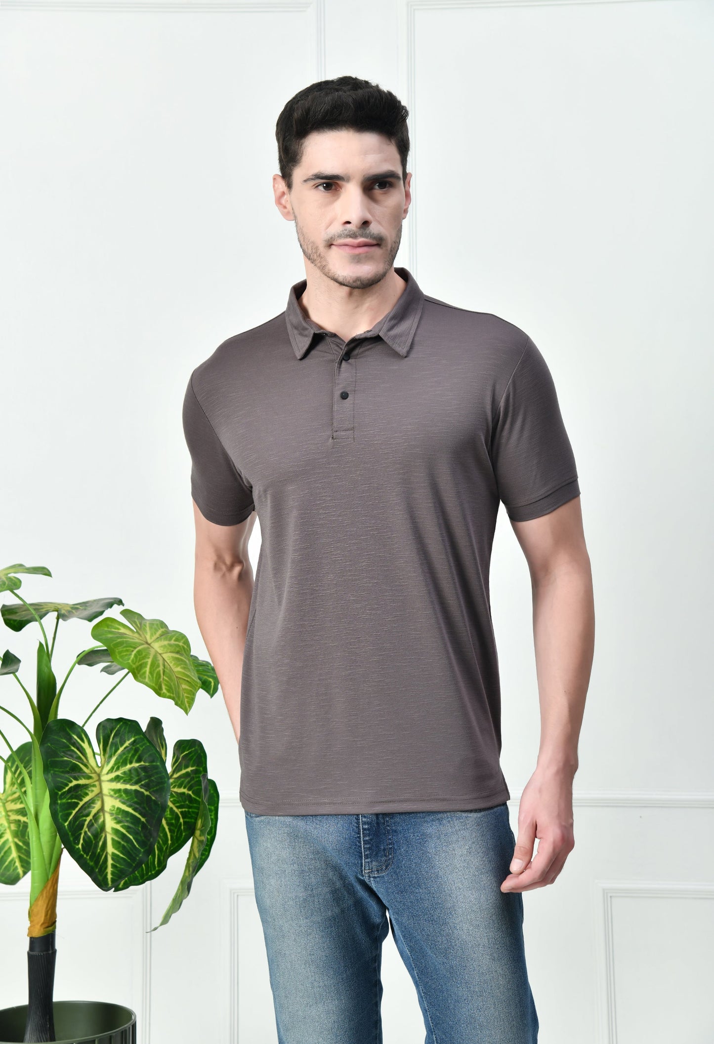 Arbour Men Polo Neck Solid Slim Fit Half Sleeves T-Shirt