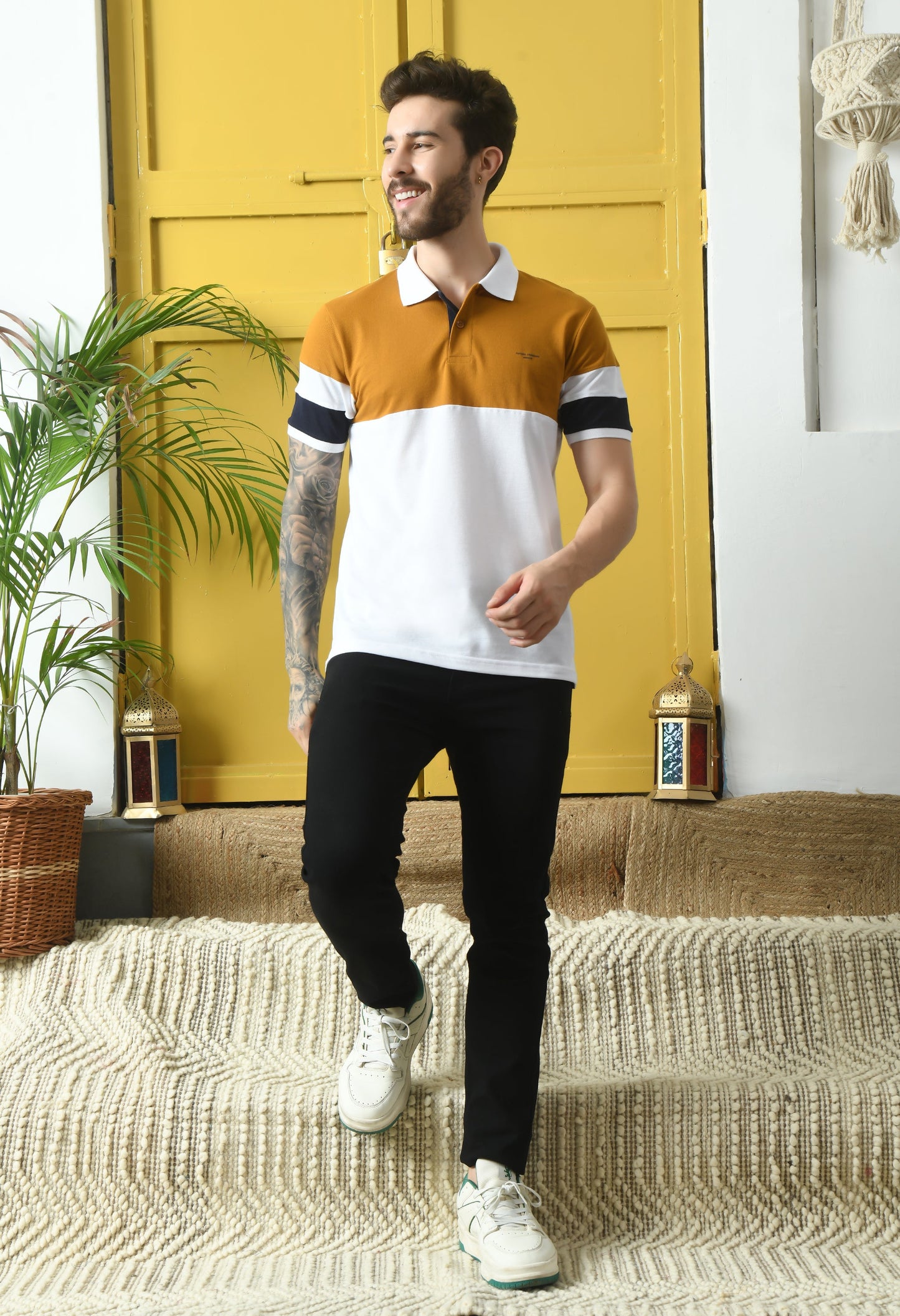 Arbour Men Polo Neck Casual Half Sleeves Slim Fit T-Shirt