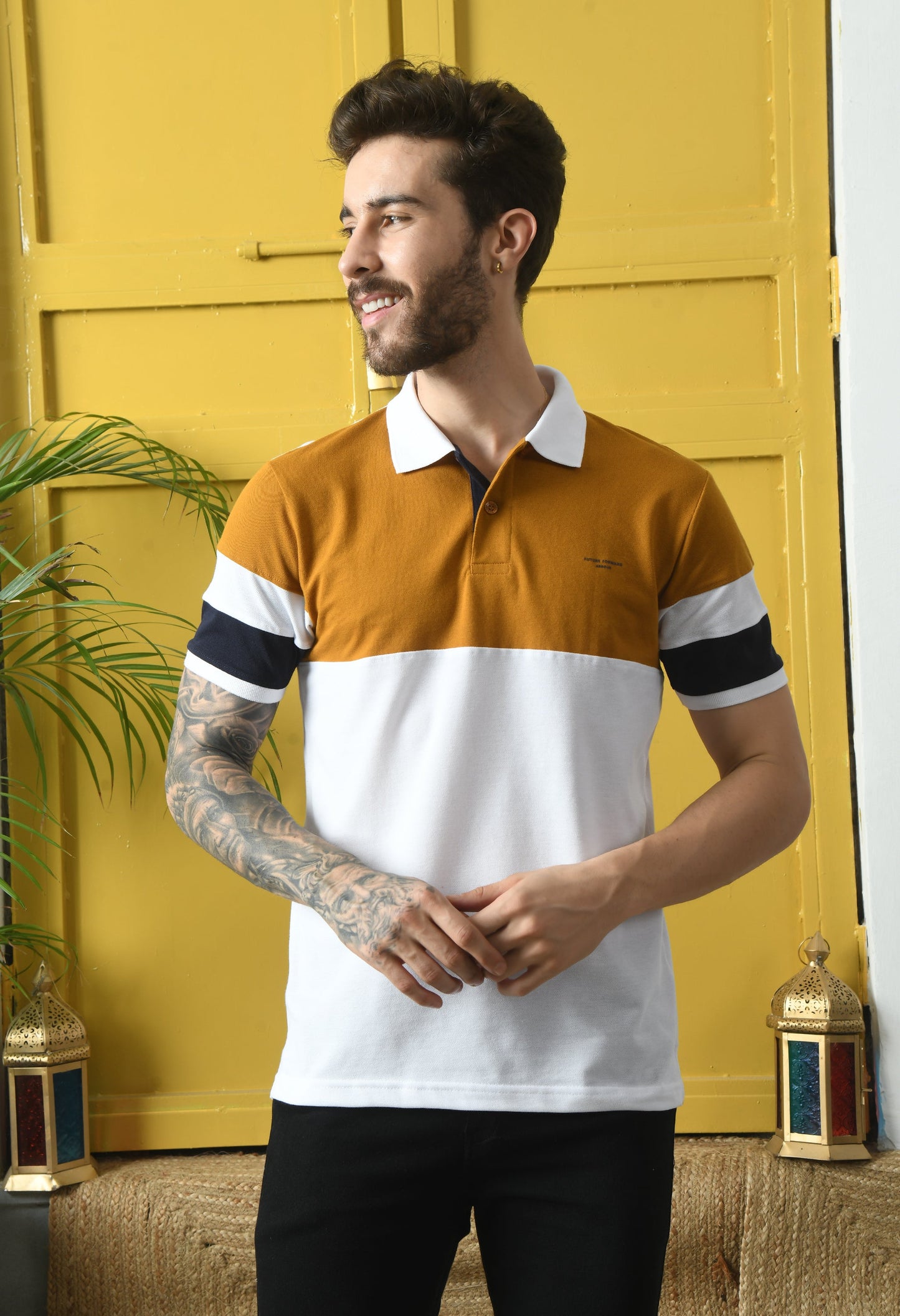 Arbour Men Polo Neck Casual Half Sleeves Slim Fit T-Shirt