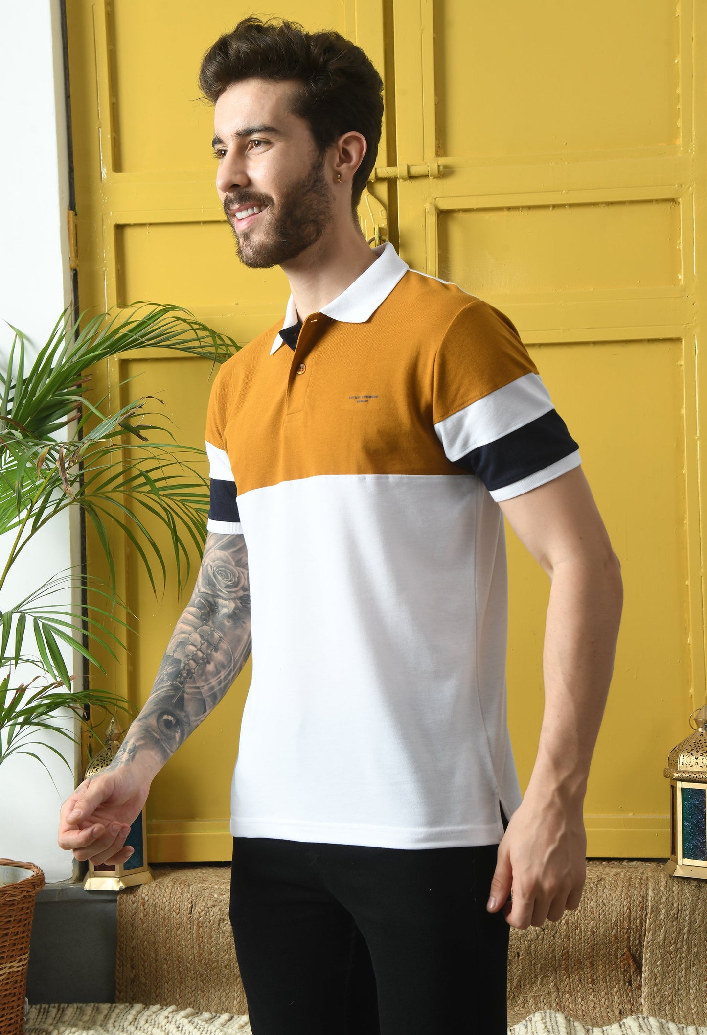 Arbour Men Polo Neck Casual Half Sleeves Slim Fit T-Shirt