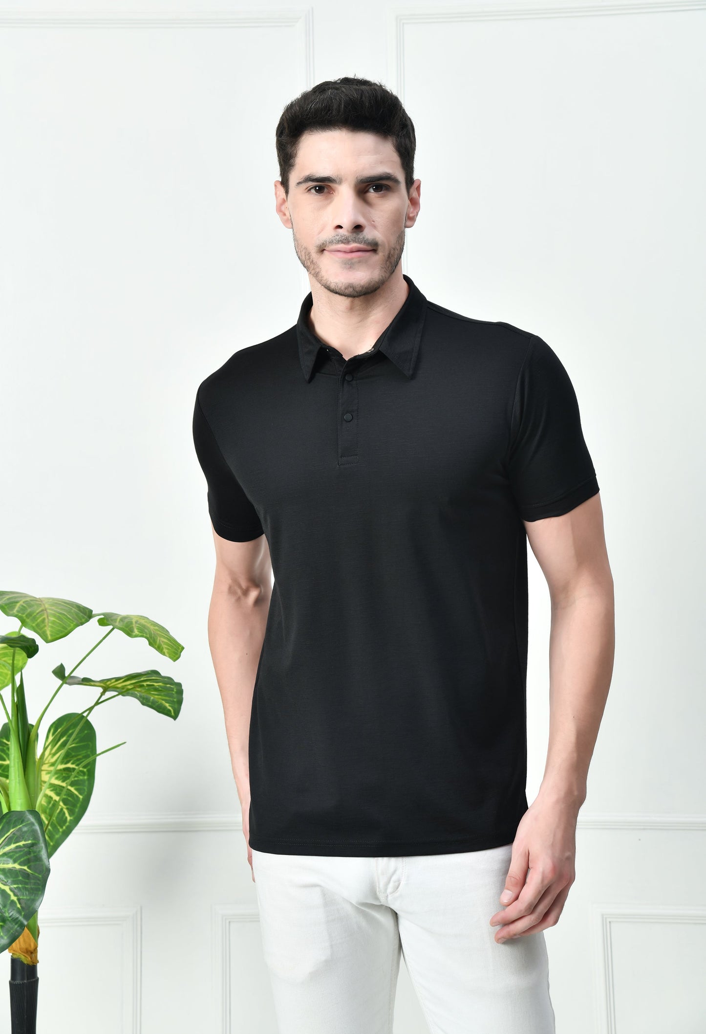 Arbour Men Polo Neck Solid Slim Fit Half Sleeves T-Shirt