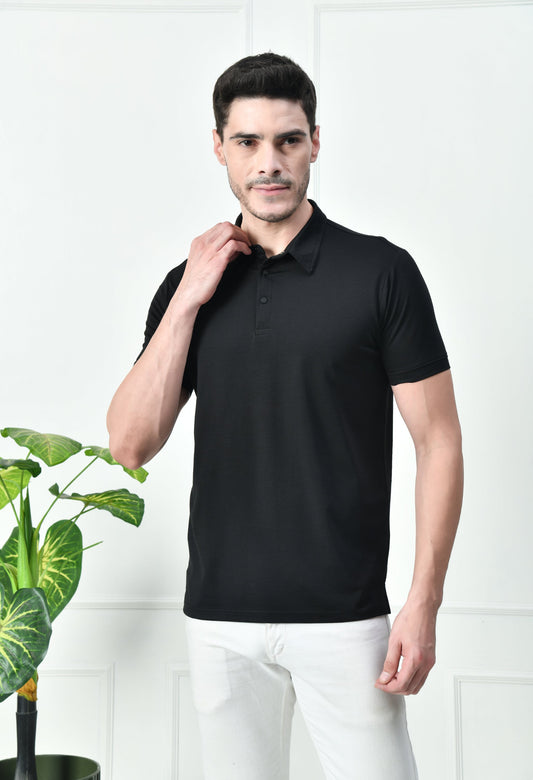 Arbour Men Polo Neck Solid Slim Fit Half Sleeves T-Shirt