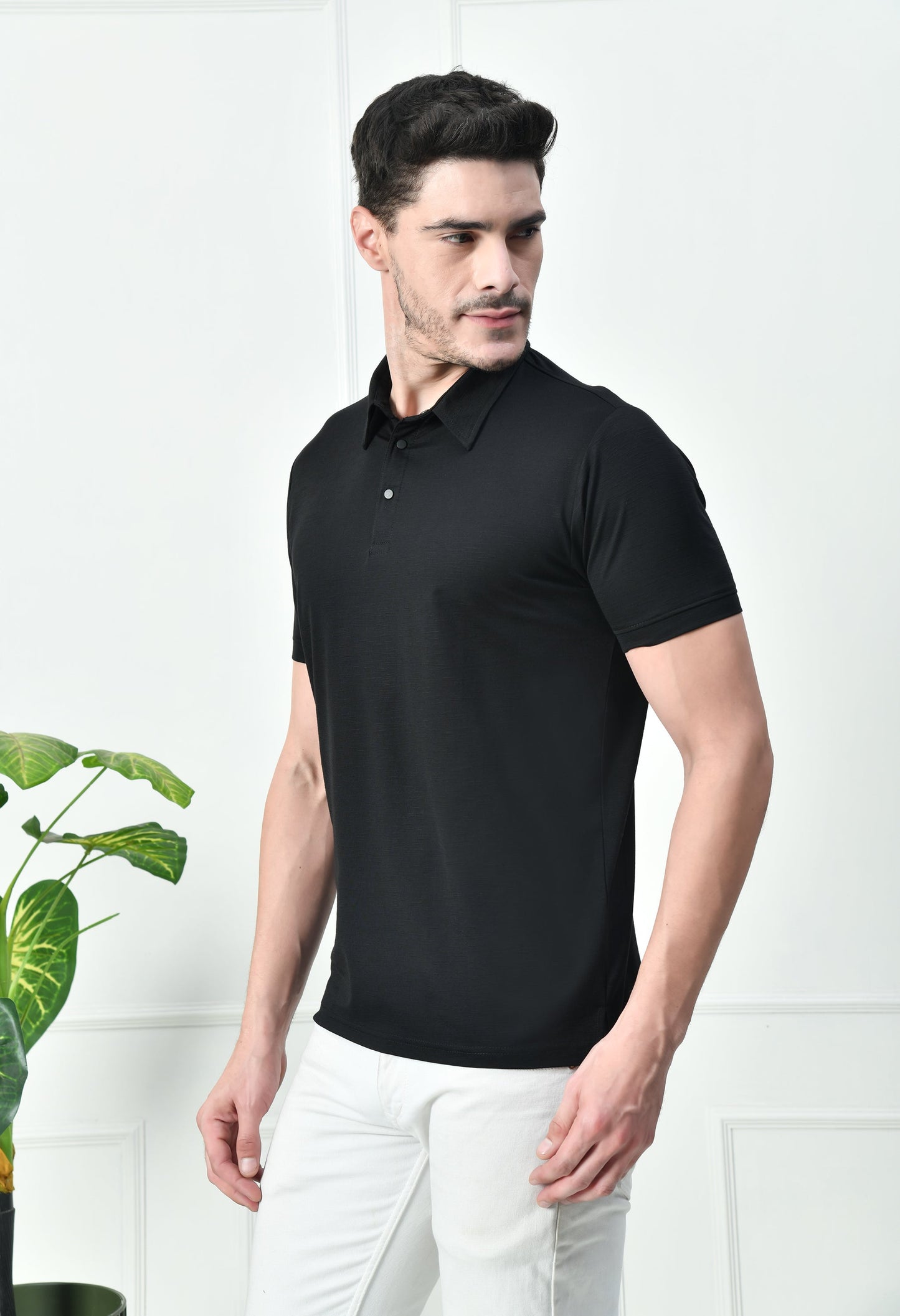 Arbour Men Polo Neck Solid Slim Fit Half Sleeves T-Shirt