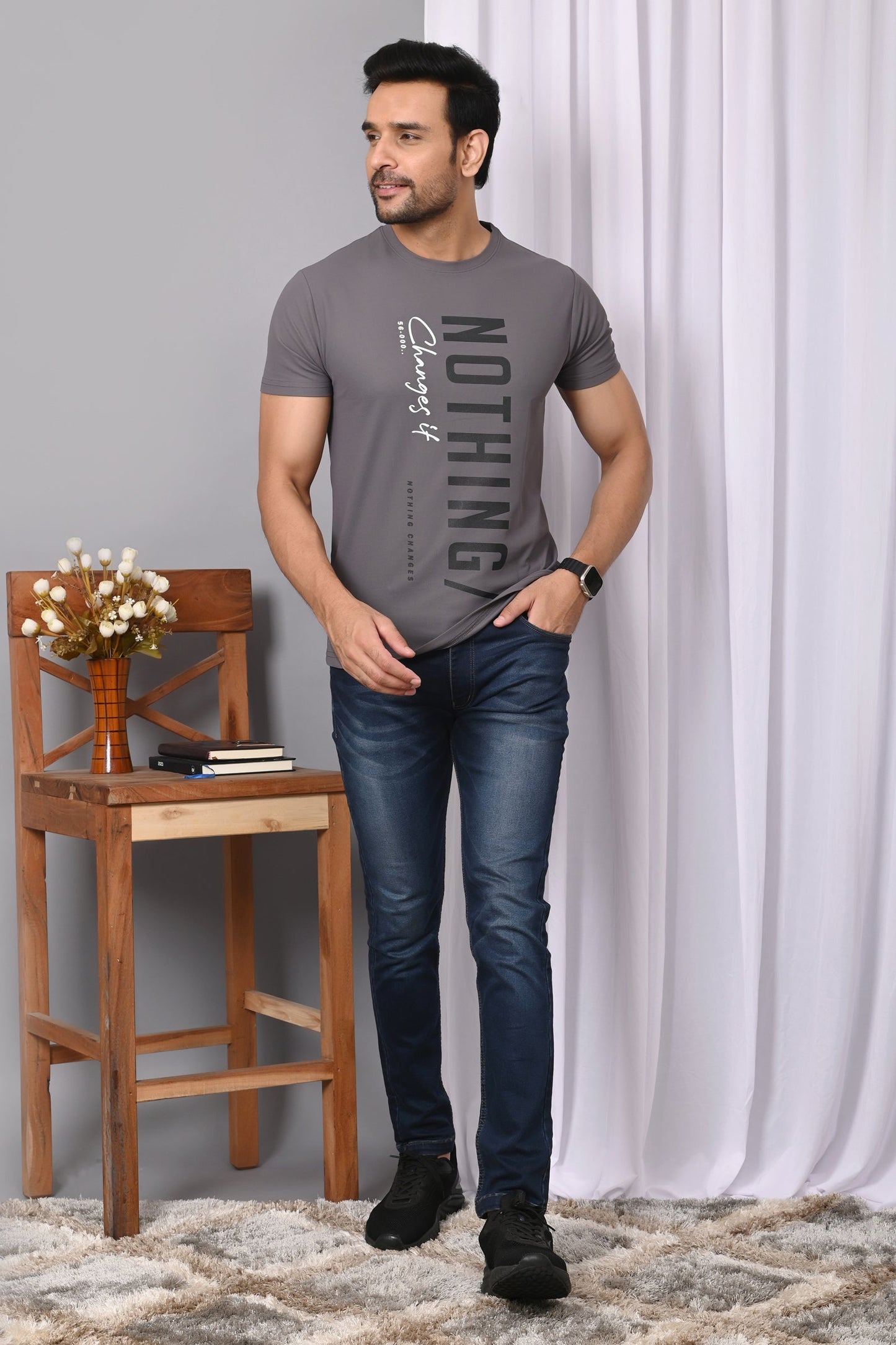 Arbour Men Round Neck Printed Half Sleeves T-Shirt