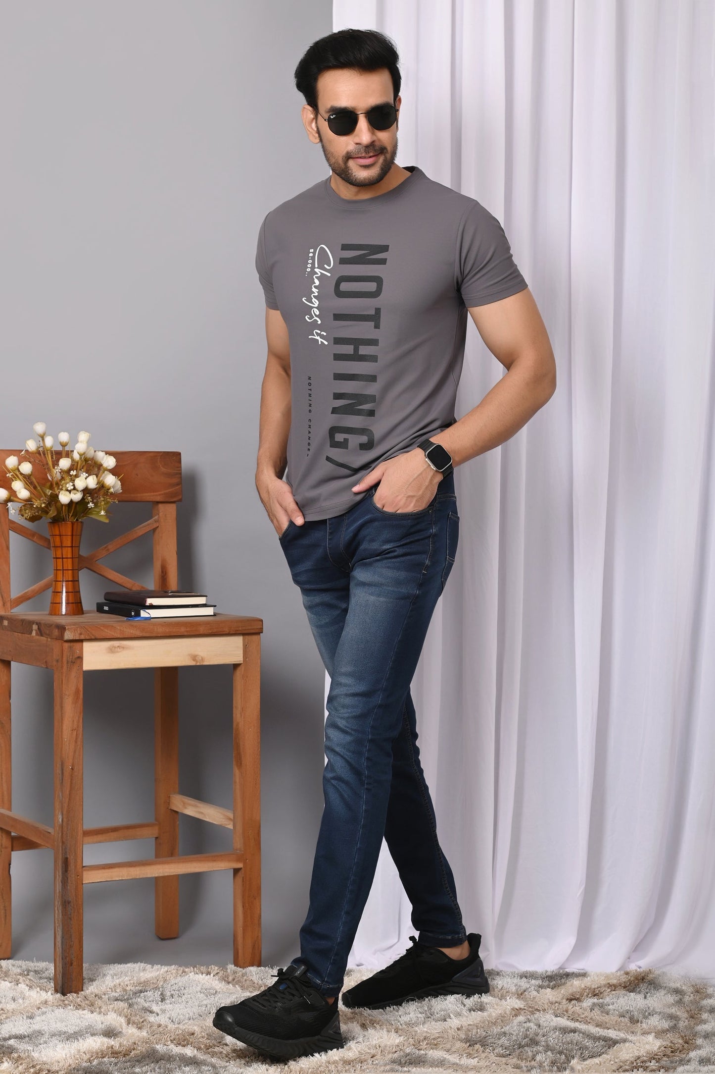 Arbour Men Round Neck Printed Half Sleeves T-Shirt