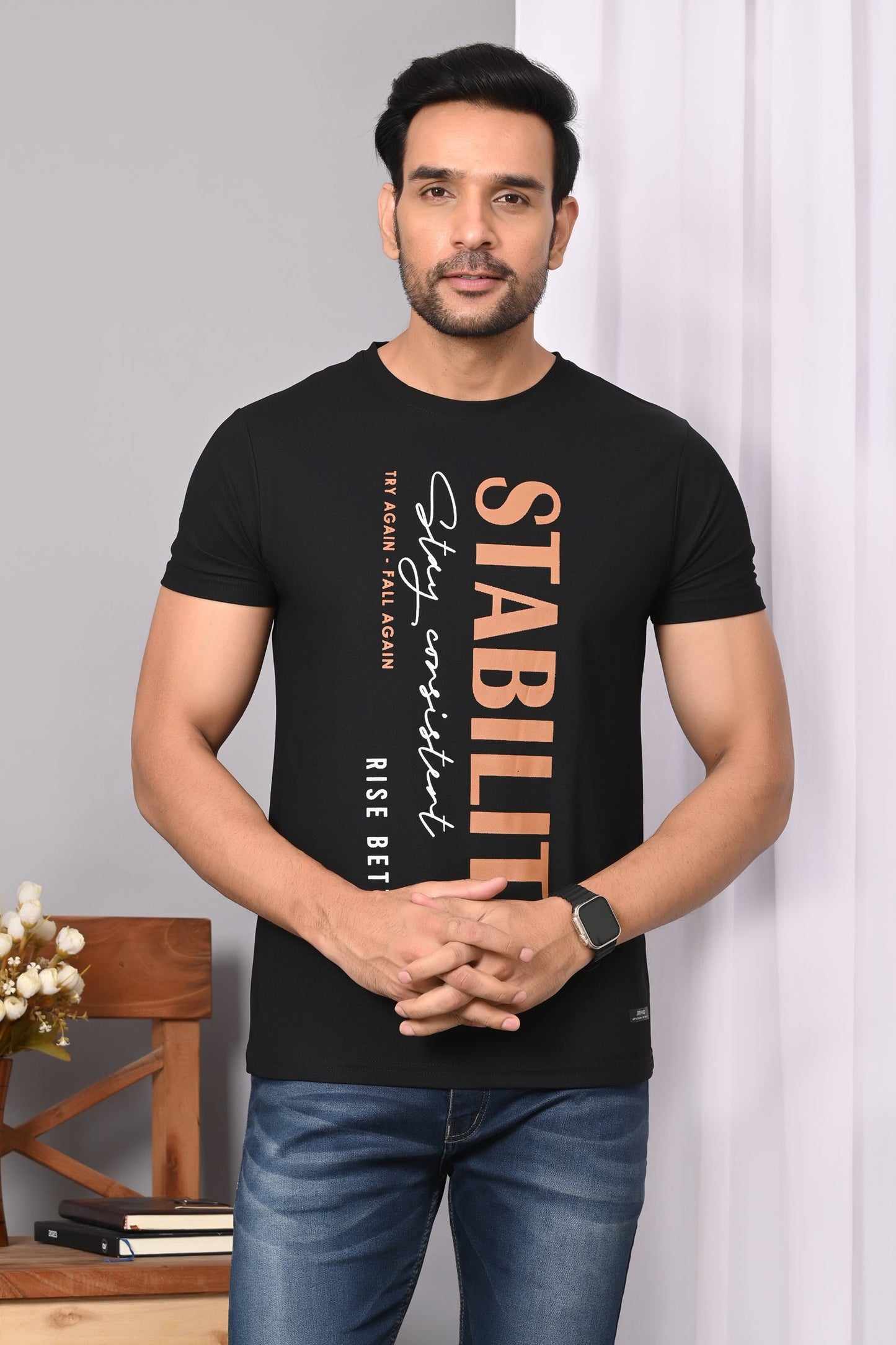 Arbour Men Round Neck Printed Half Sleeves T-Shirt