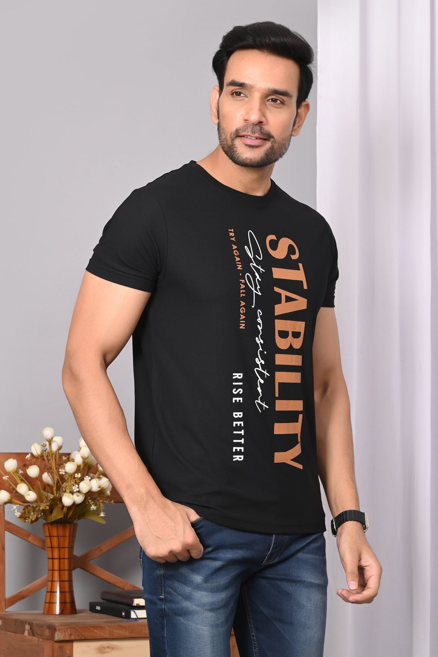 Arbour Men Round Neck Printed Half Sleeves T-Shirt