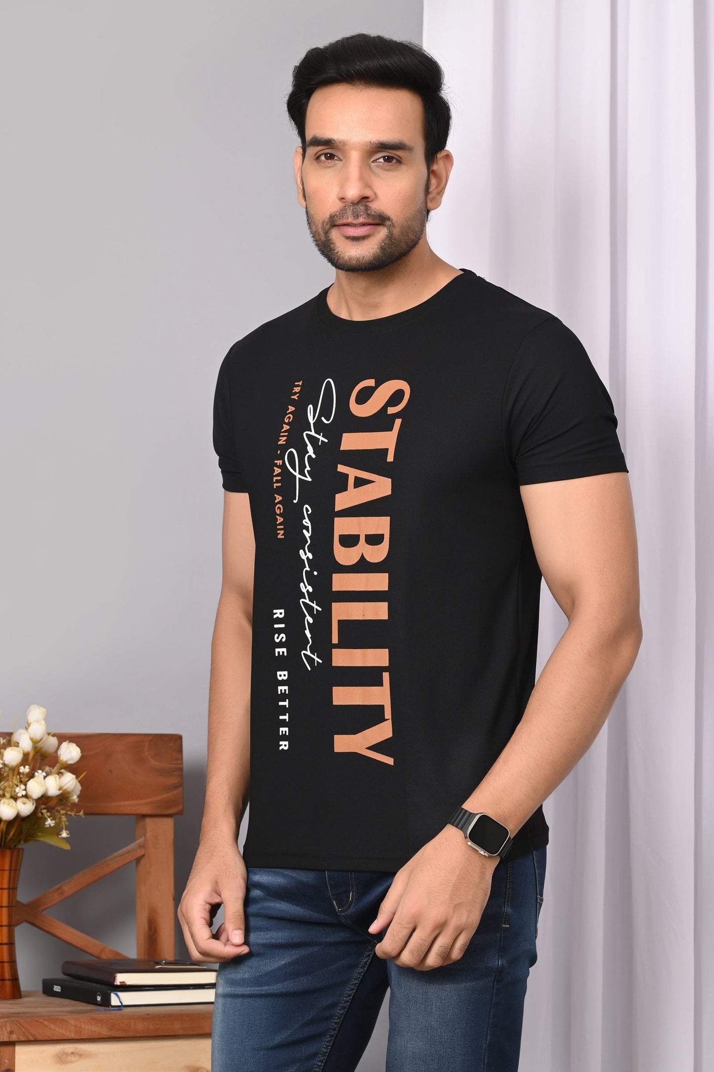 Arbour Men Round Neck Printed Half Sleeves T-Shirt