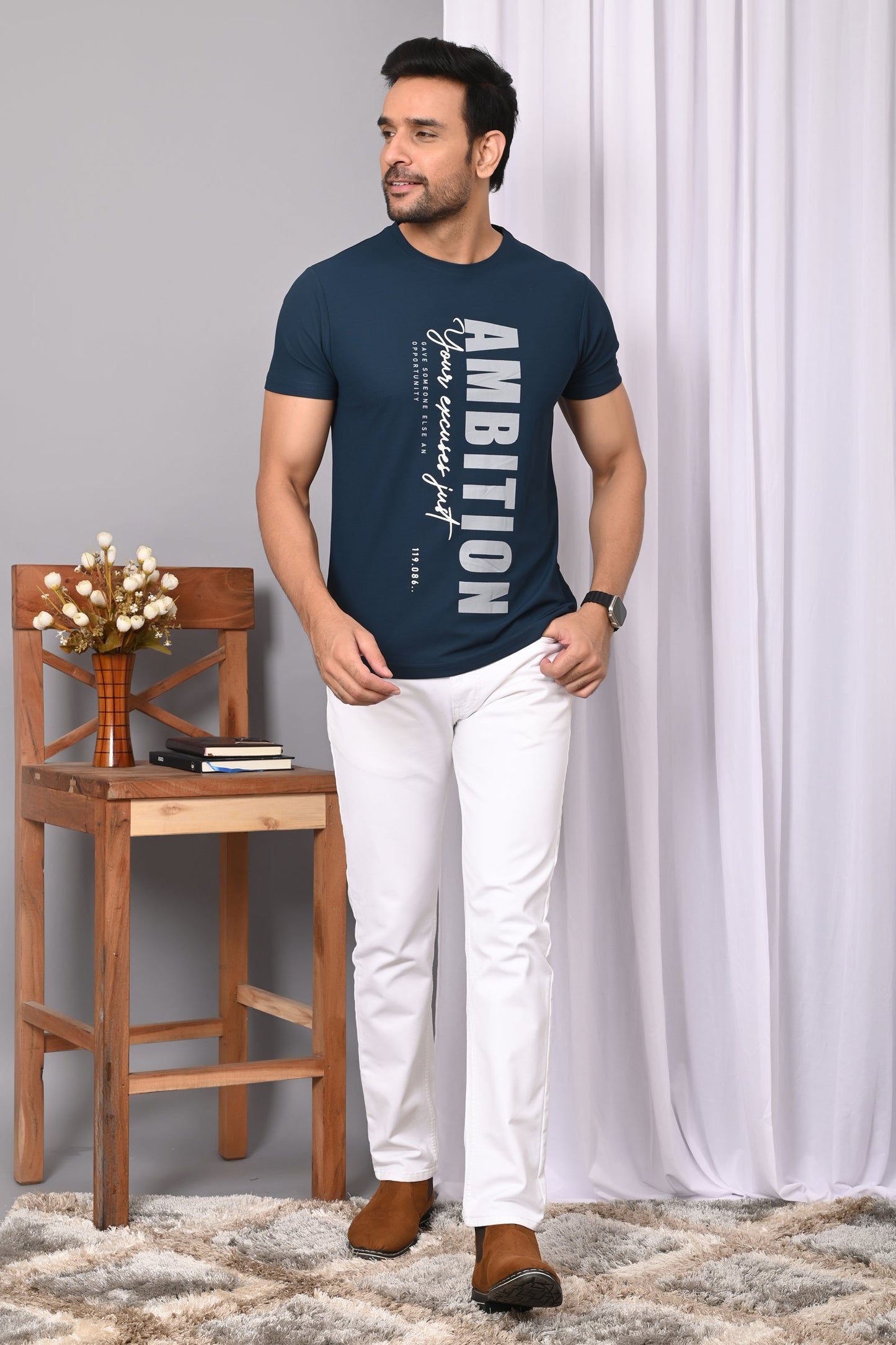 Arbour Men Round Neck Printed Half Sleeves T-Shirt