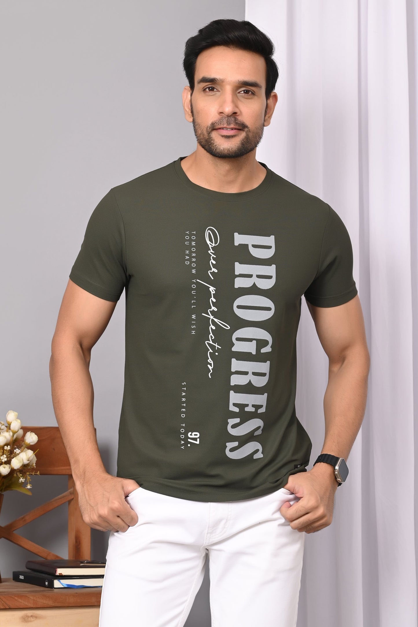 Arbour Men Round Neck Printed Half Sleeves T-Shirt