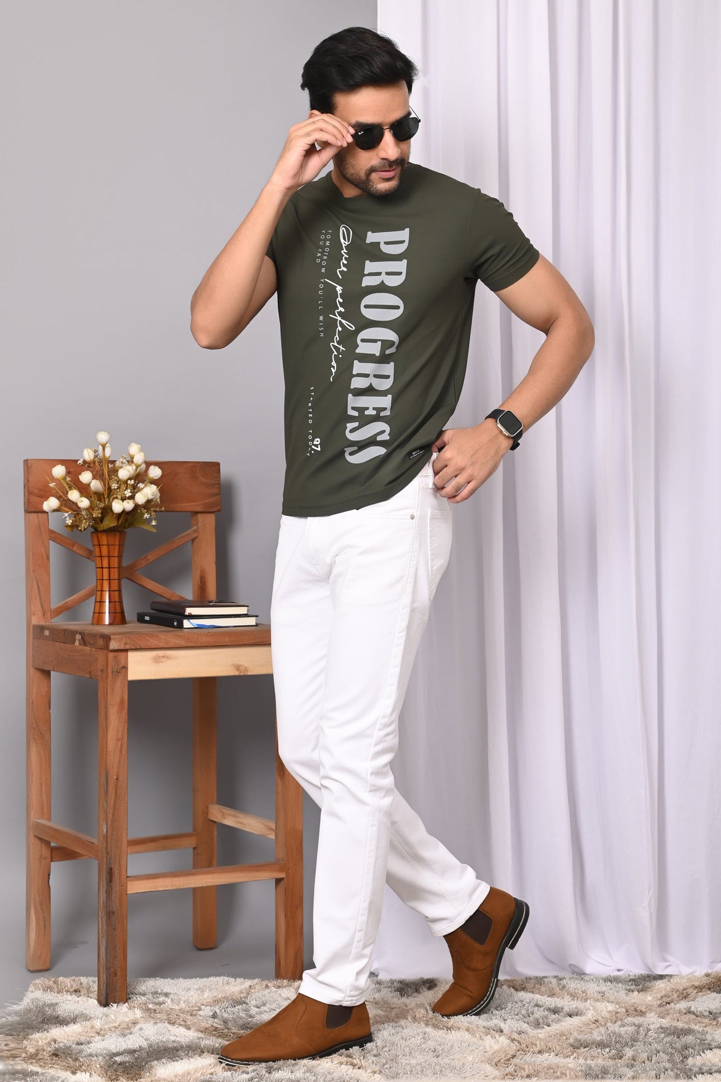 Arbour Men Round Neck Printed Half Sleeves T-Shirt