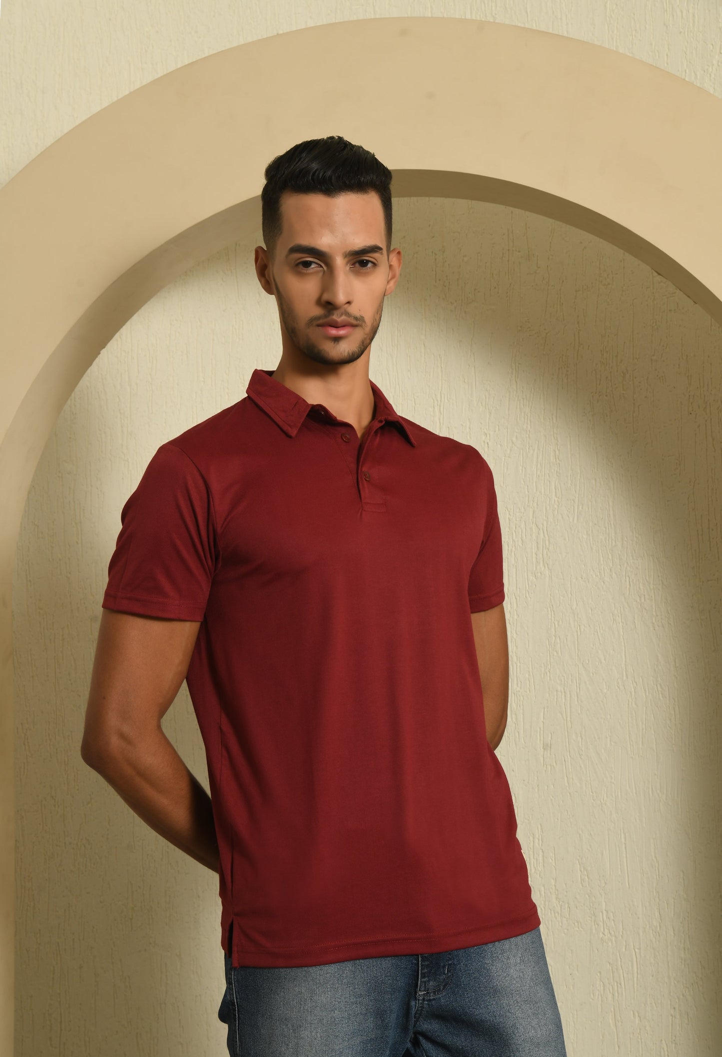 Arbour Men Polo Neck Solid Half Sleeves T-Shirt