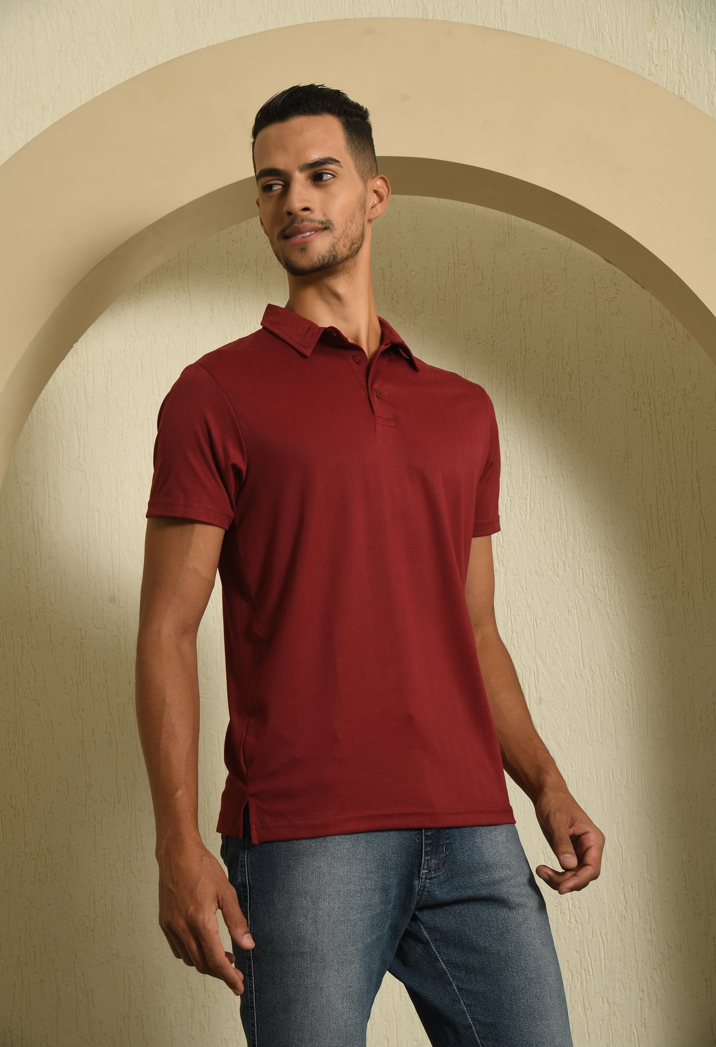 Arbour Men Polo Neck Solid Half Sleeves T-Shirt