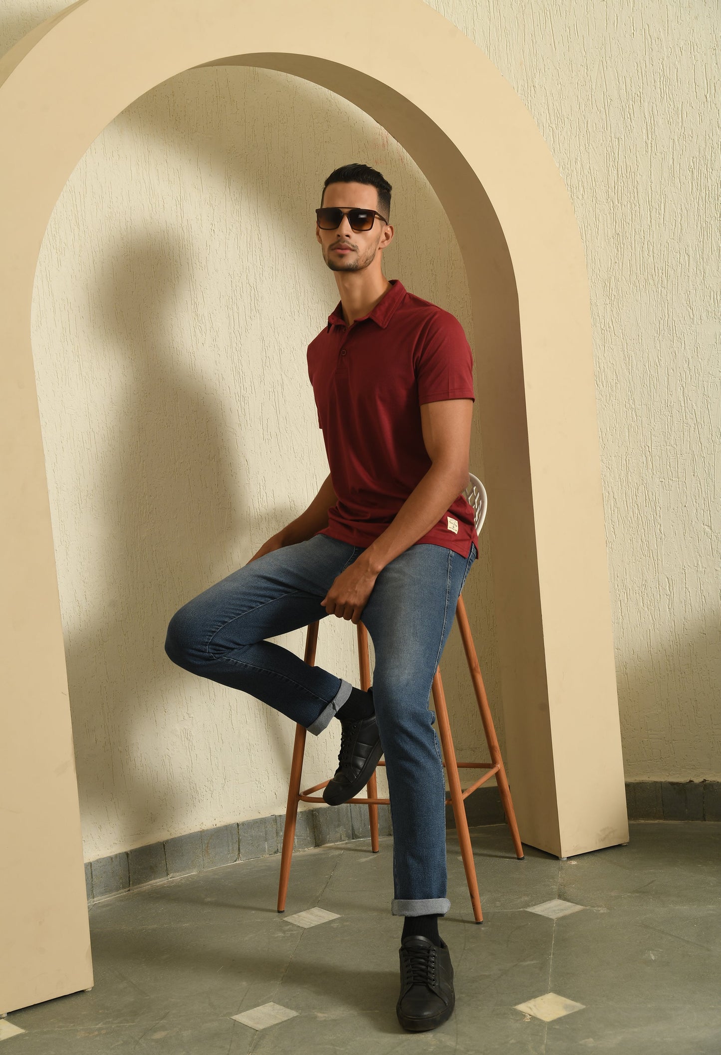 Arbour Men Polo Neck Solid Half Sleeves T-Shirt