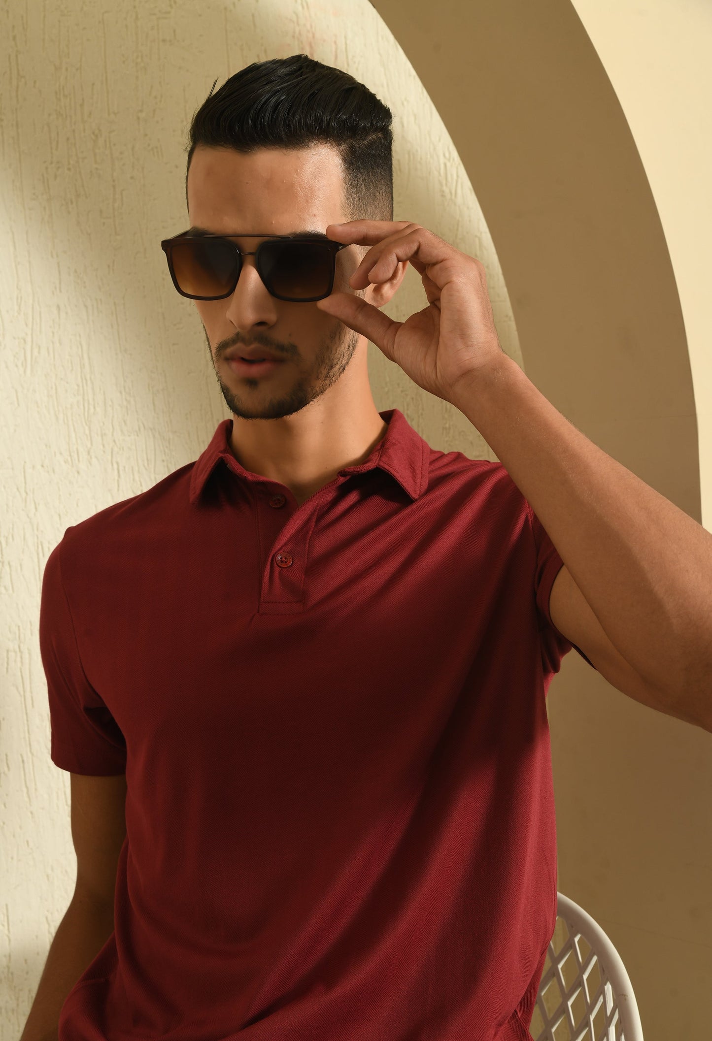 Arbour Men Polo Neck Solid Half Sleeves T-Shirt