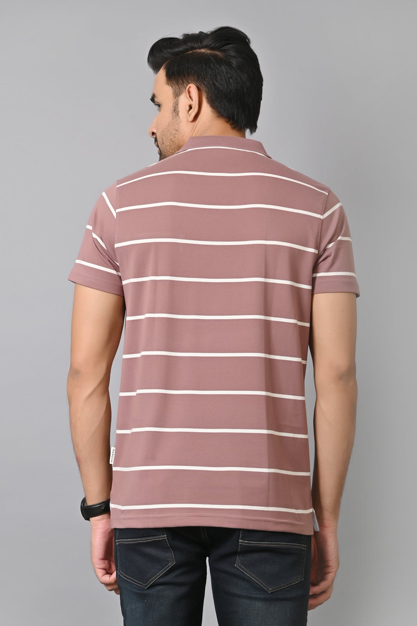 Arbour Men Collar Neck Pocket Stripes Half Sleeves T-Shirt