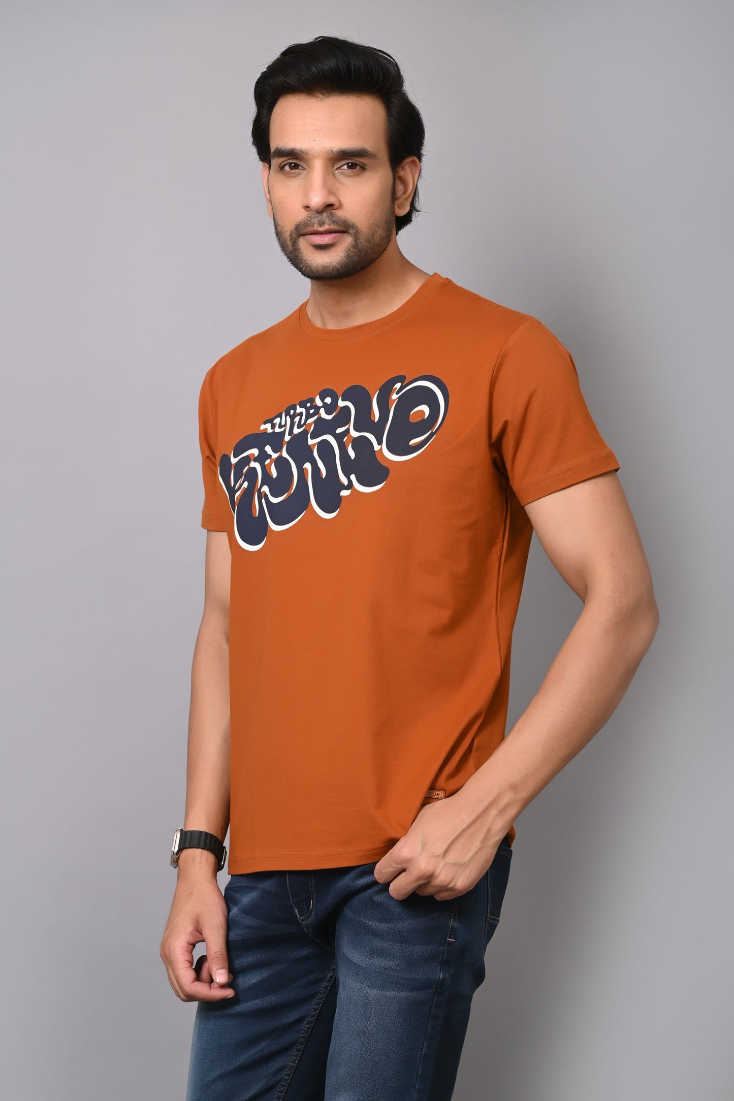 Arbour Men Round Neck Printed Half Sleeves T-Shirt