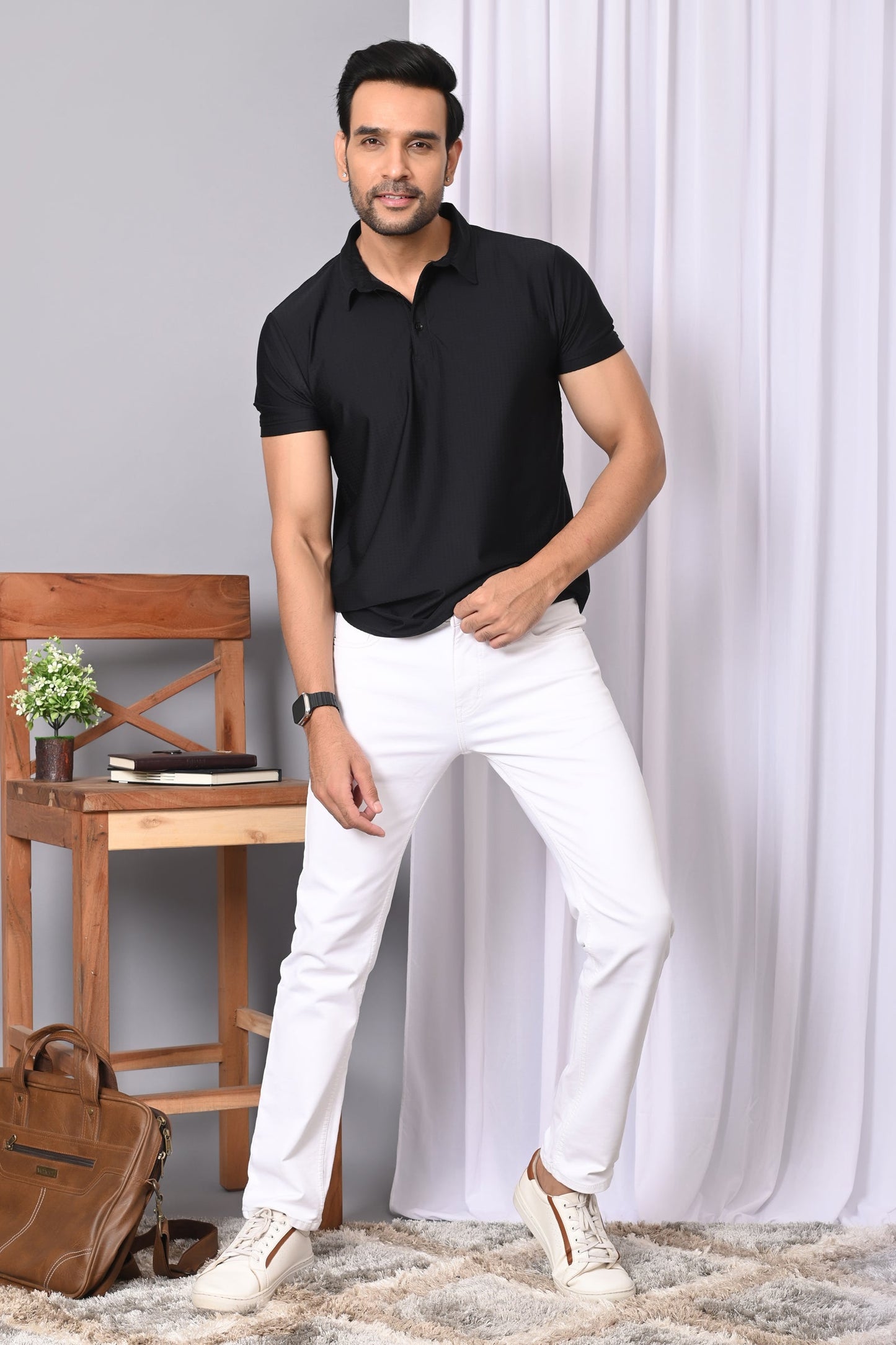 Arbour Men Polo Neck Solid Half Sleeves T-Shirt