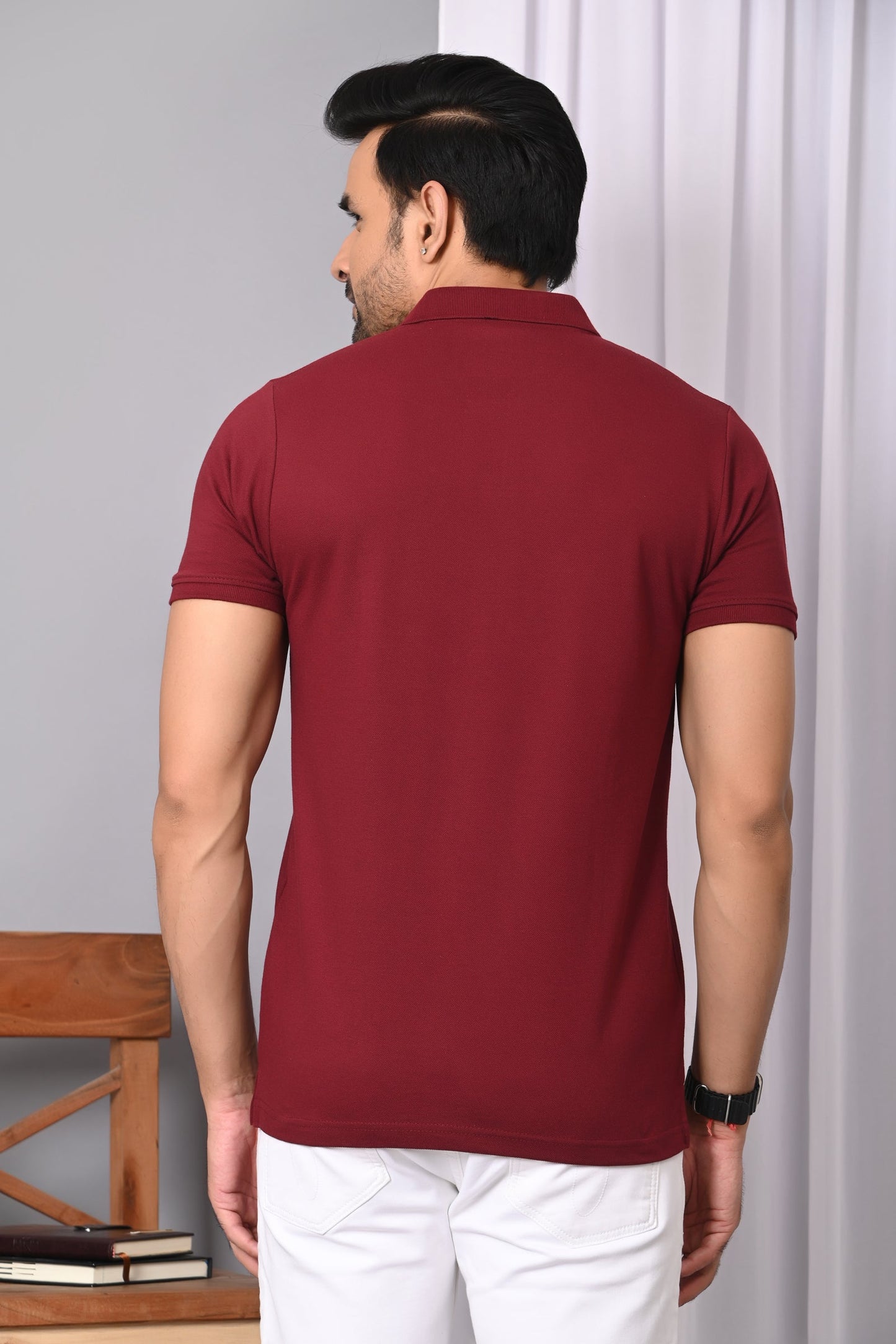 Arbour Men Polo Neck Solid Plain Half Sleeves Pocket T-Shirt