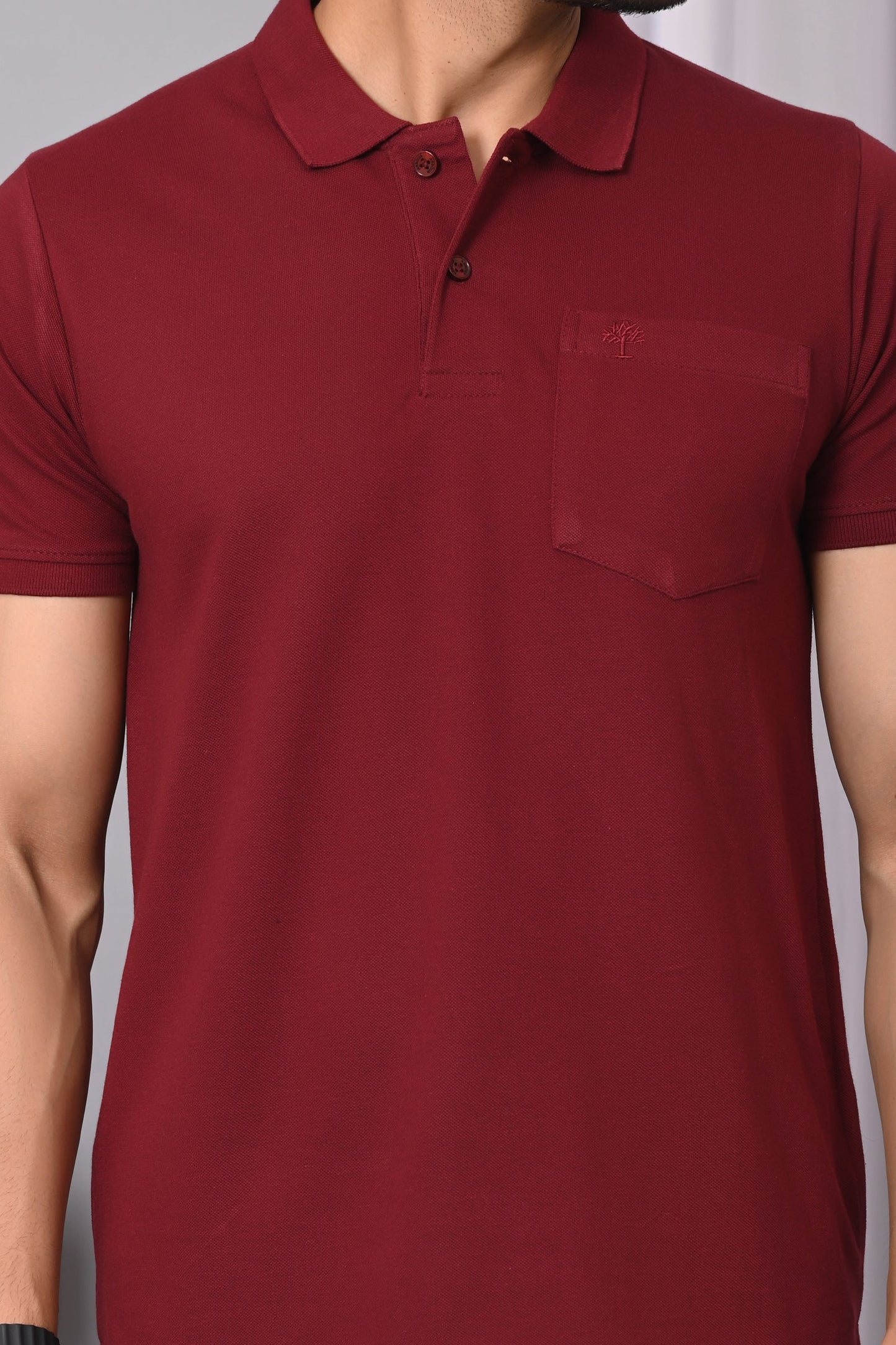 Arbour Men Polo Neck Solid Plain Half Sleeves Pocket T-Shirt