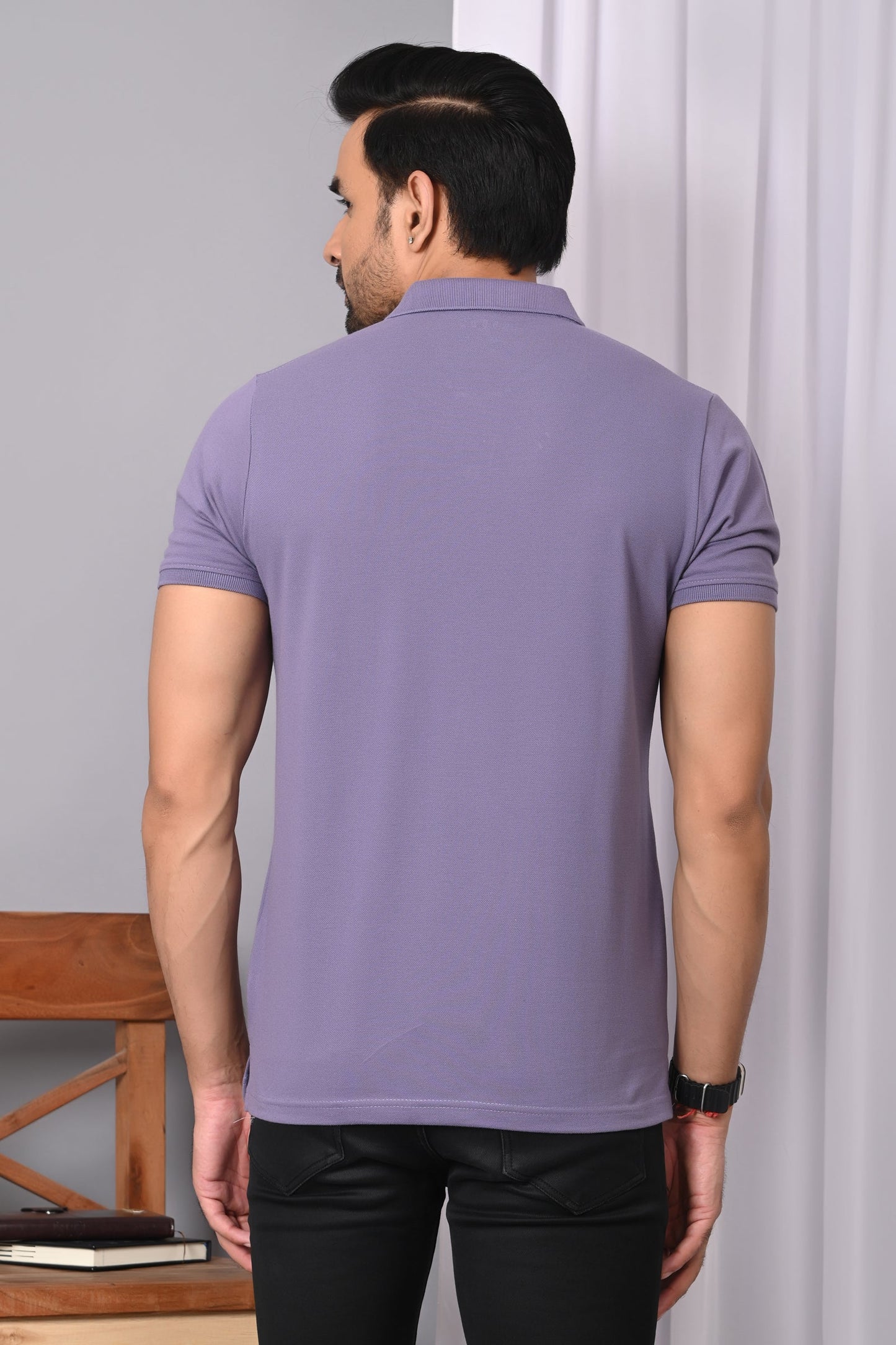 Arbour Men Polo Neck Solid Plain Half Sleeves Pocket T-Shirt