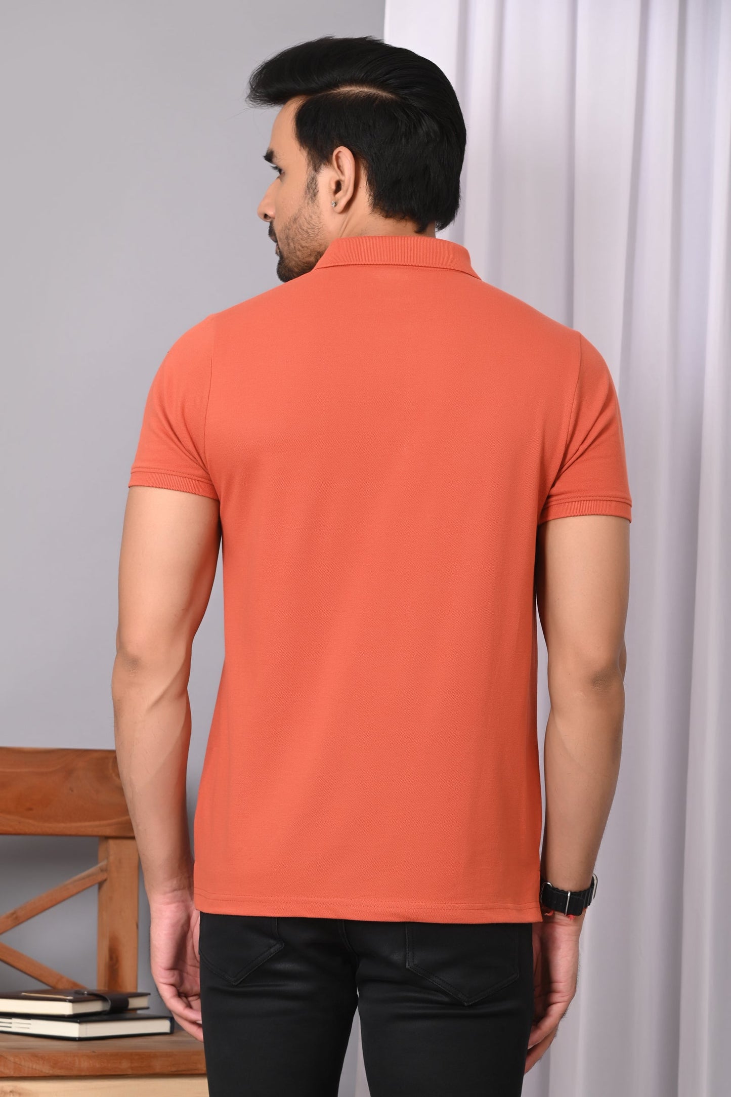 Arbour Men Polo Neck Solid Plain Half Sleeves Pocket T-Shirt