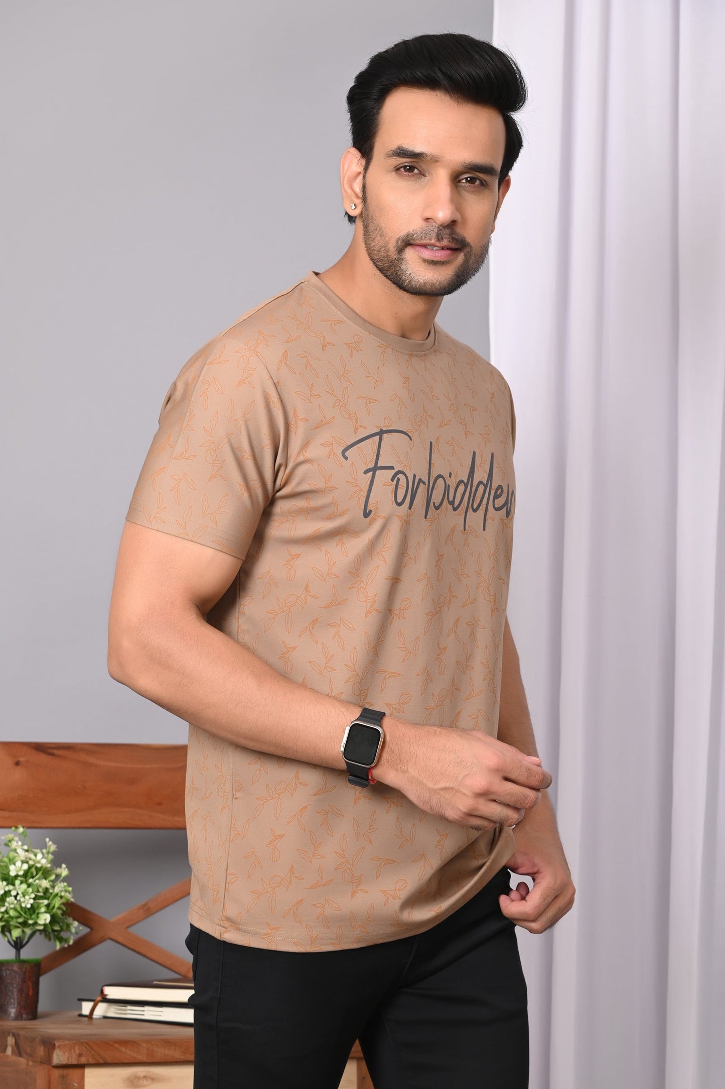 Arbour Men Round Neck Printed Half Sleeves T-Shirt