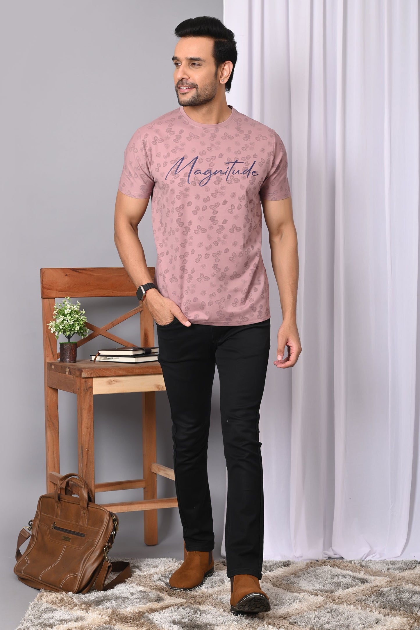 Arbour Men Round Neck Printed Half Sleeves T-Shirt