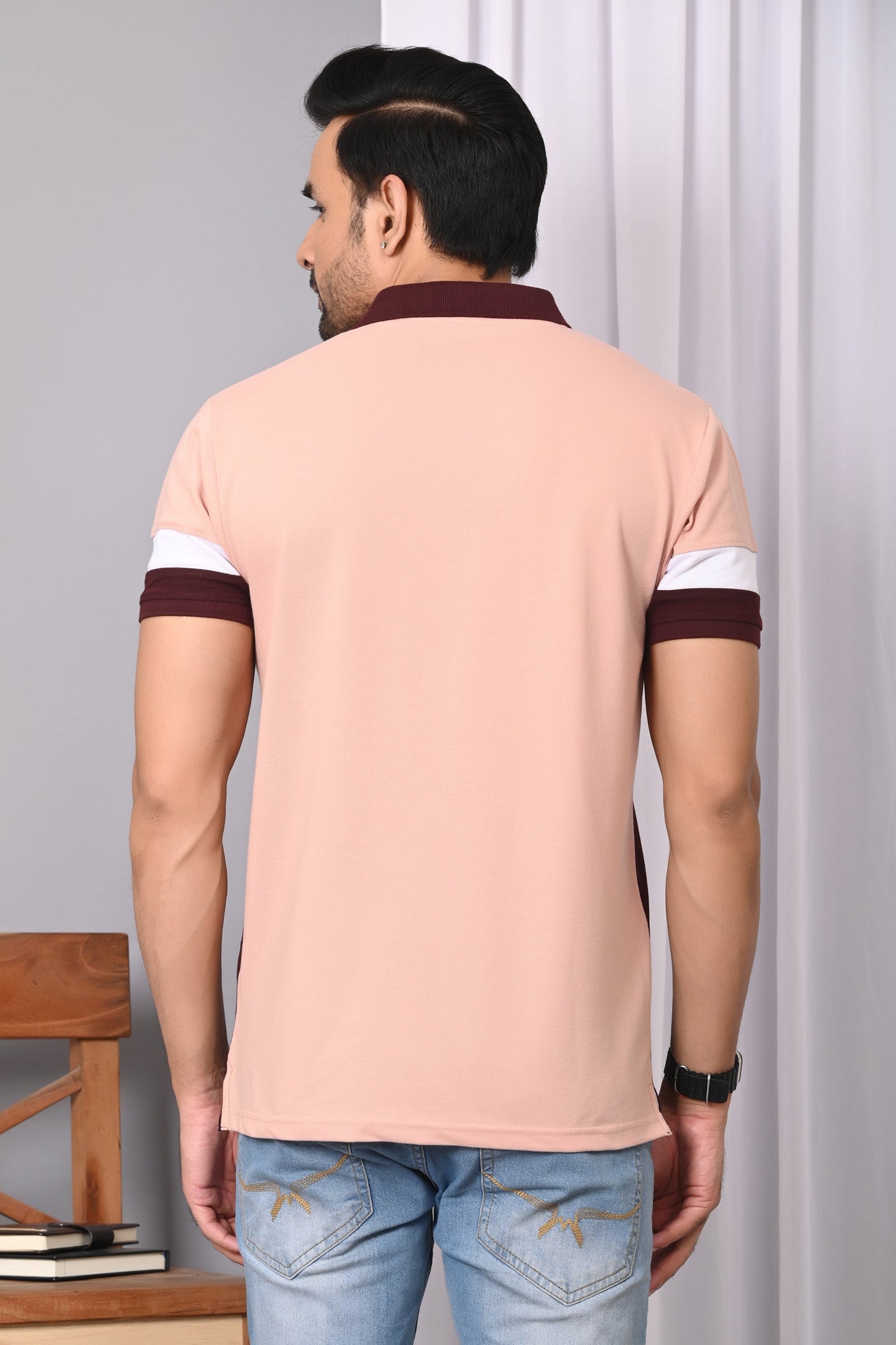 Arbour Men Polo Neck Color Block Half Sleeves T-Shirt