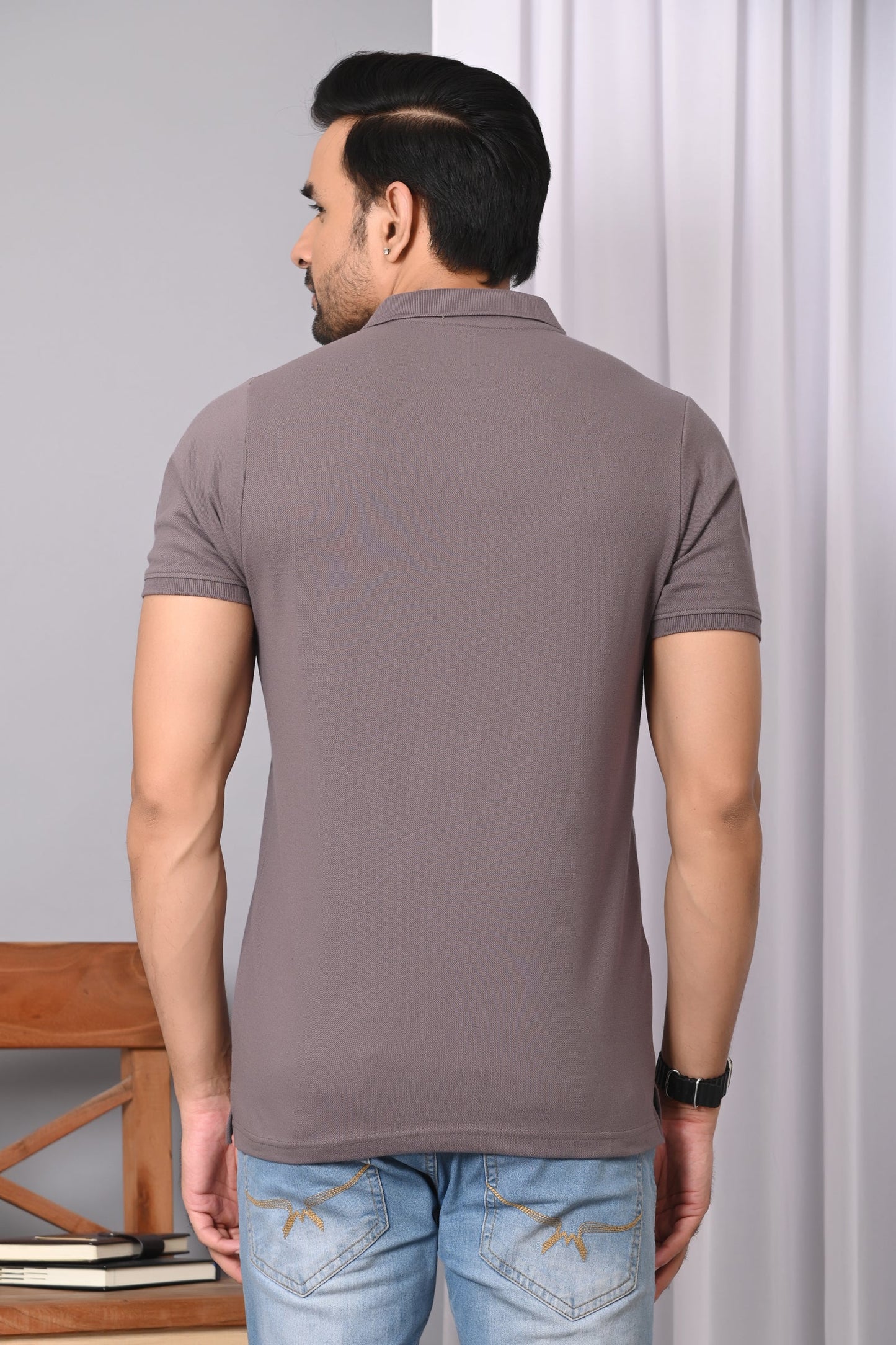 Arbour Men Polo Neck Solid Plain Half Sleeves Pocket T-Shirt