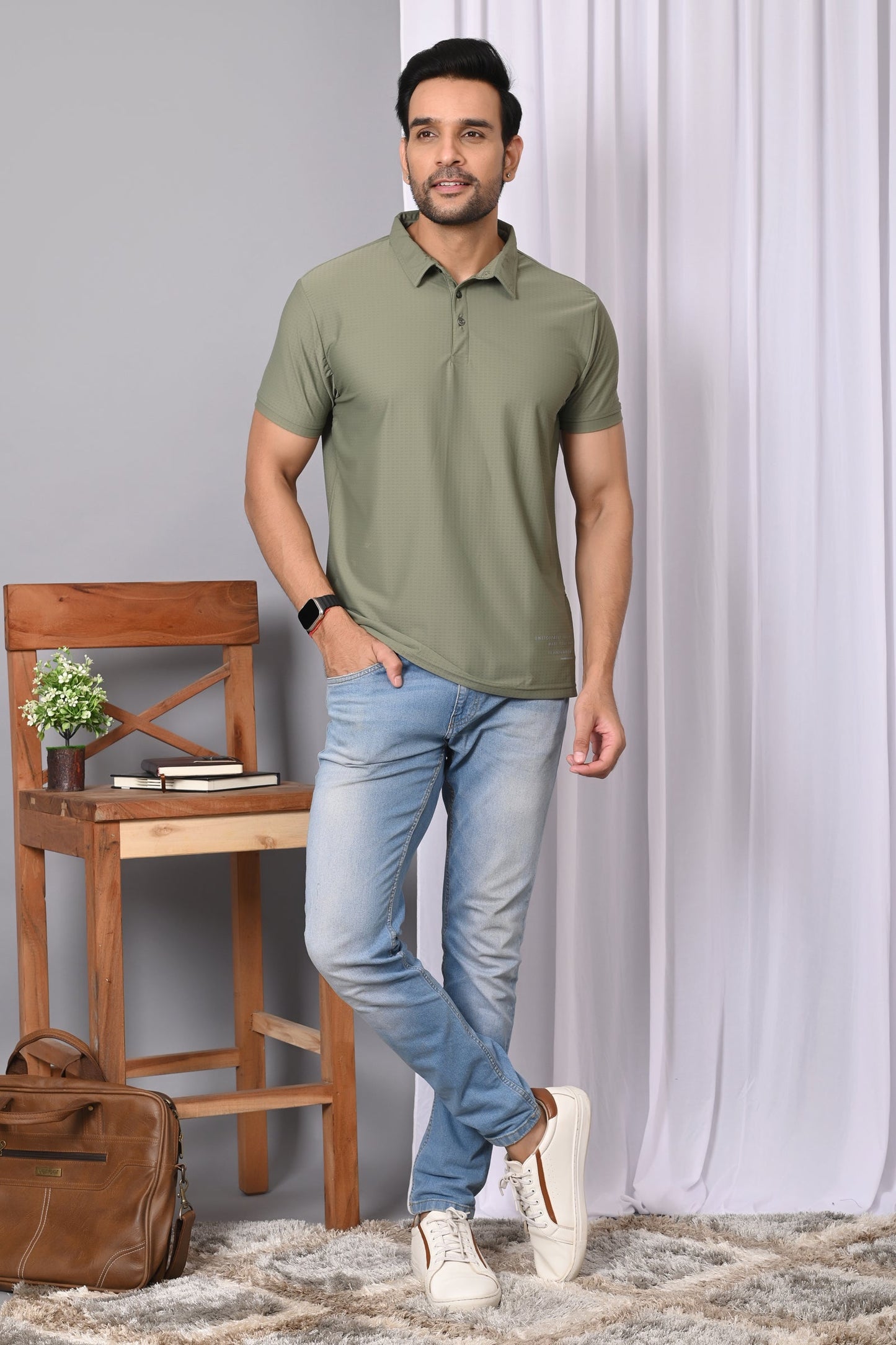 Arbour Men Polo Neck Solid Half Sleeves T-Shirt