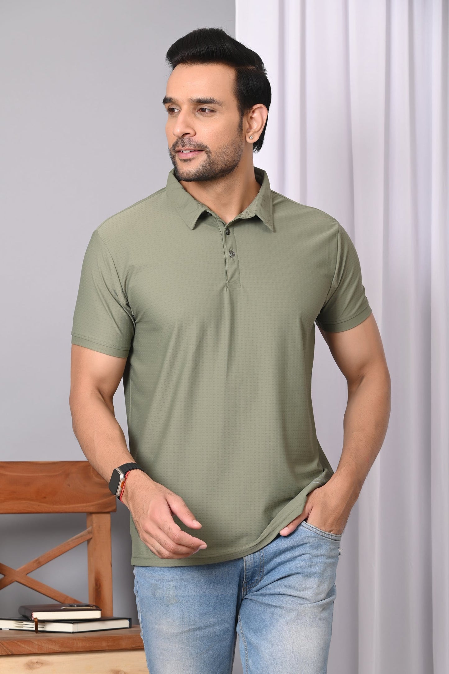 Arbour Men Polo Neck Solid Half Sleeves T-Shirt