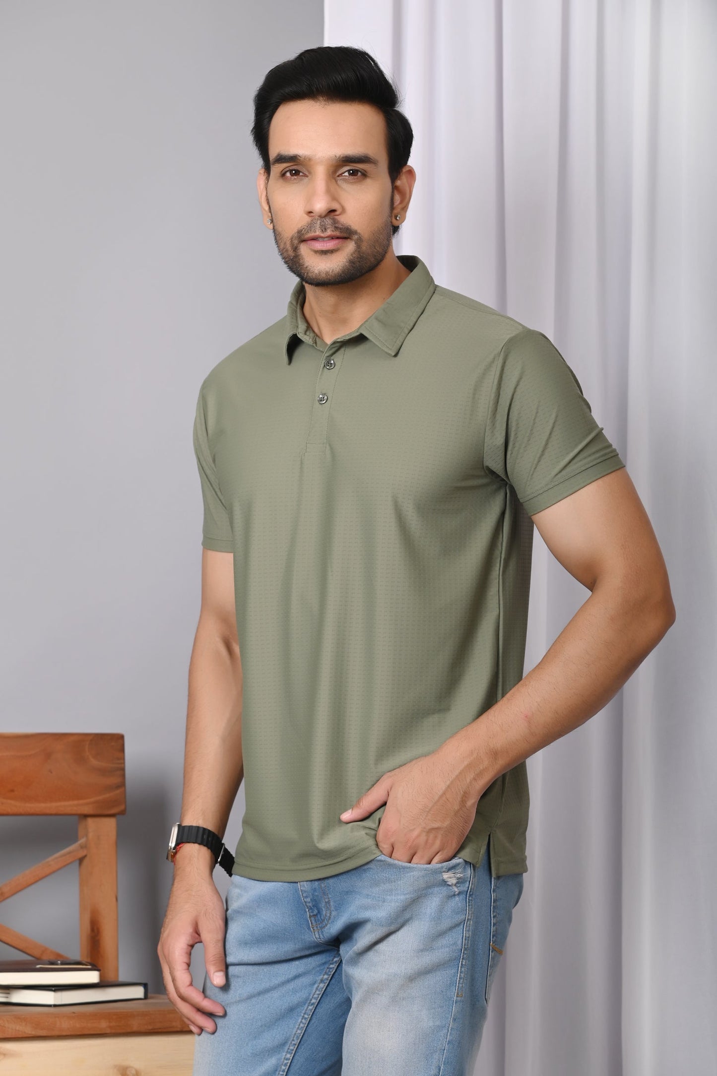 Arbour Men Polo Neck Solid Half Sleeves T-Shirt