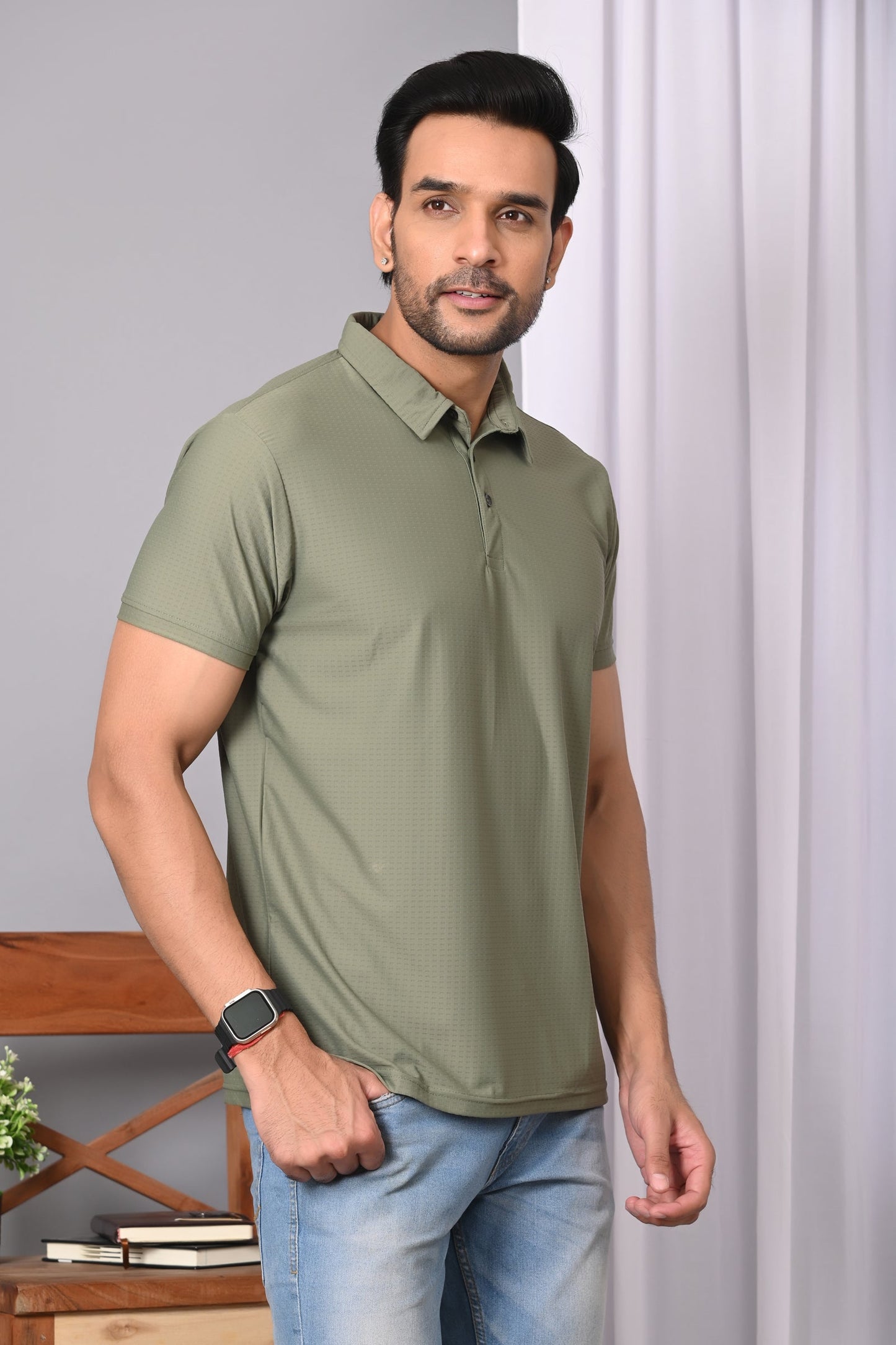 Arbour Men Polo Neck Solid Half Sleeves T-Shirt