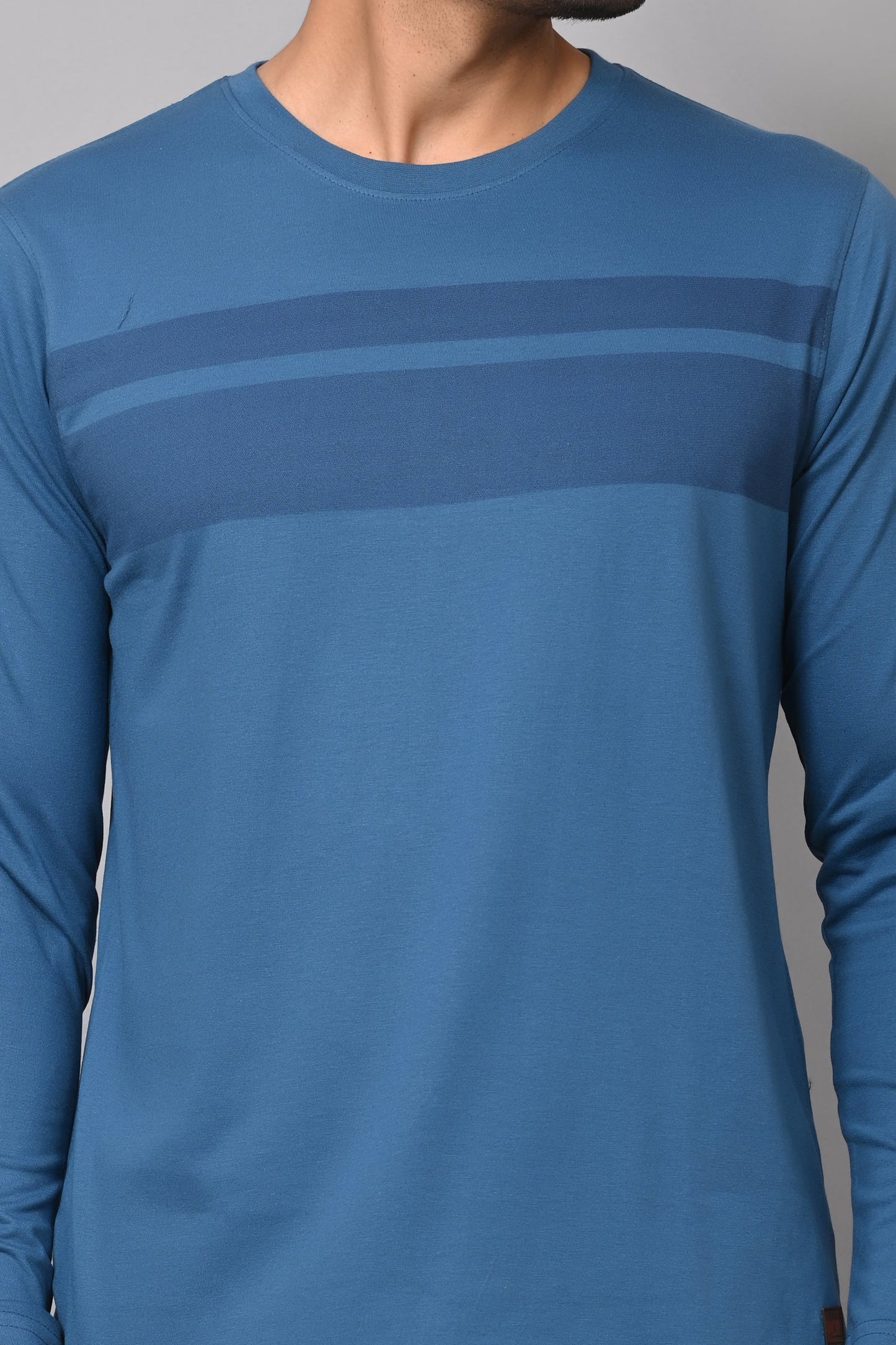 Arbour Men Striped Round Neck Cotton Blend  T-Shirt