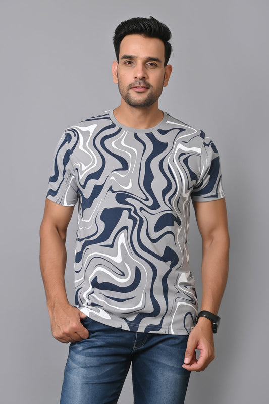 Arbour Men Printed Round Neck Cotton Blend Multicolor T-Shirt