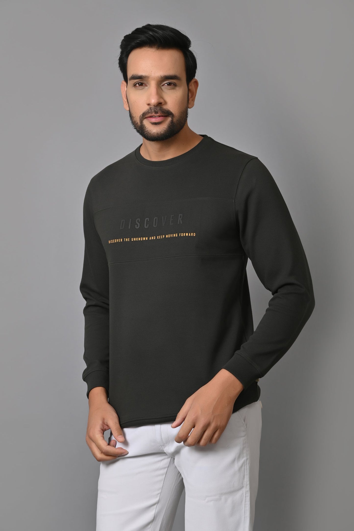 Arbour Men Round Neck Slim Fit Full Sleeves T-Shirt