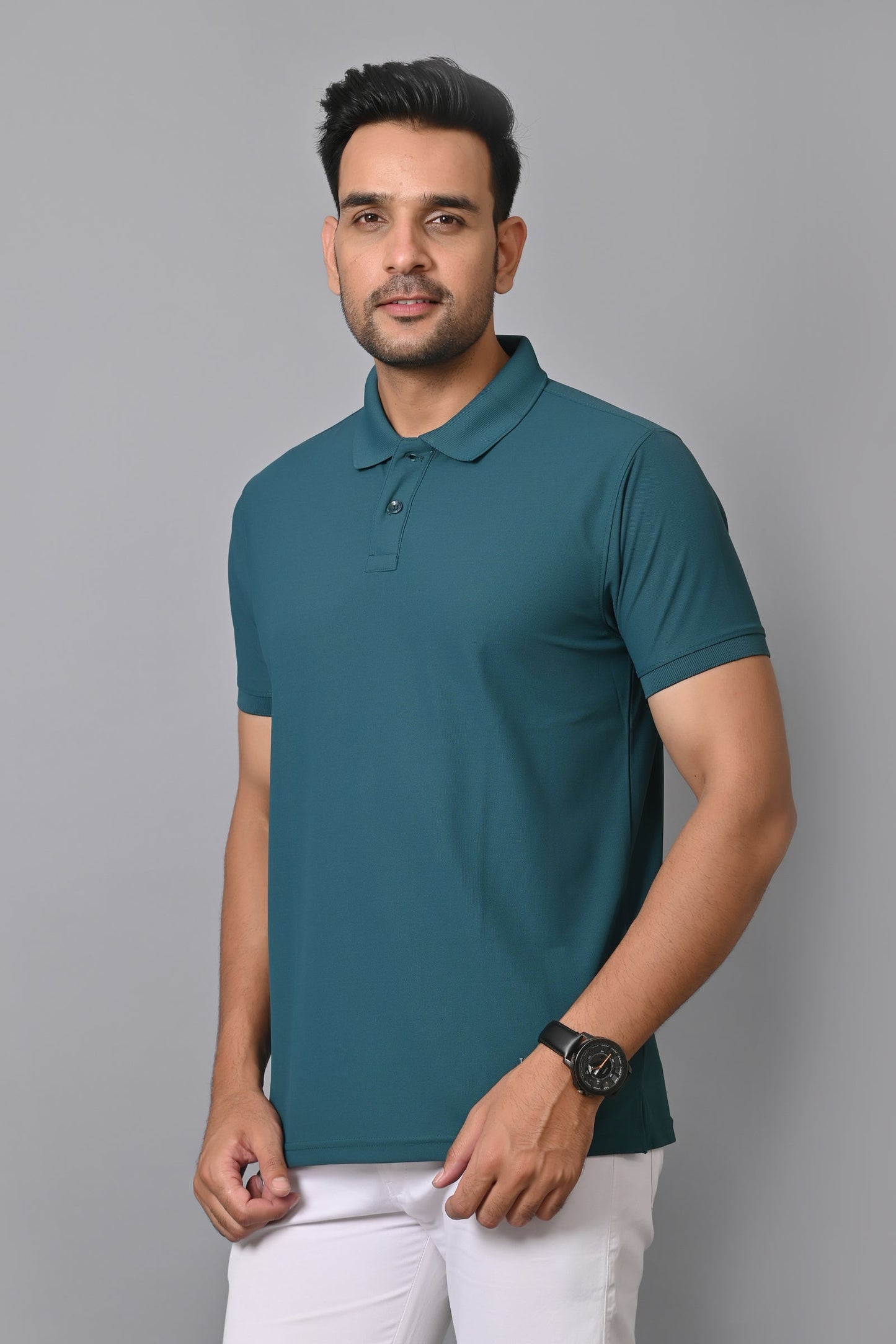 Arbour Men Polo Neck Solid Half Sleeves T-Shirt