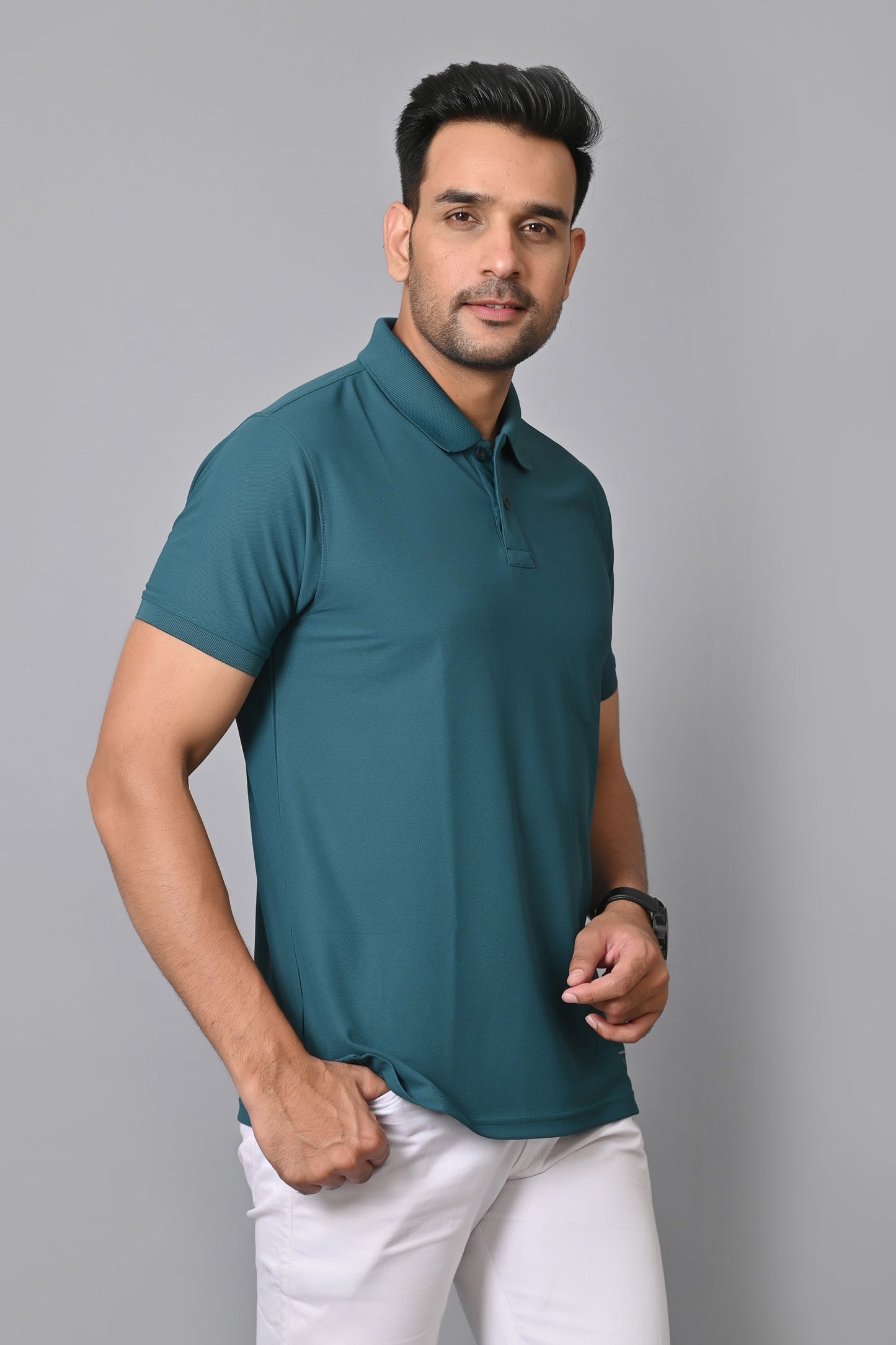 Arbour Men Polo Neck Solid Half Sleeves T-Shirt