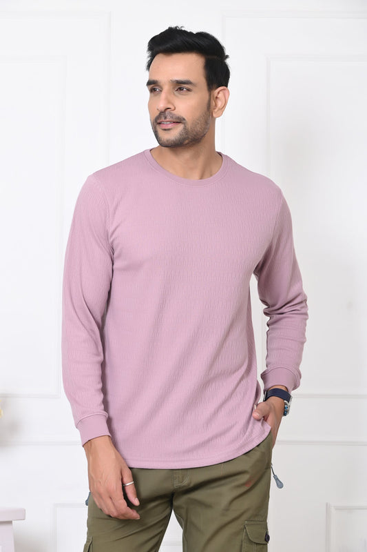 Arbour Men Solid Round Neck Full Sleeves T-Shirt