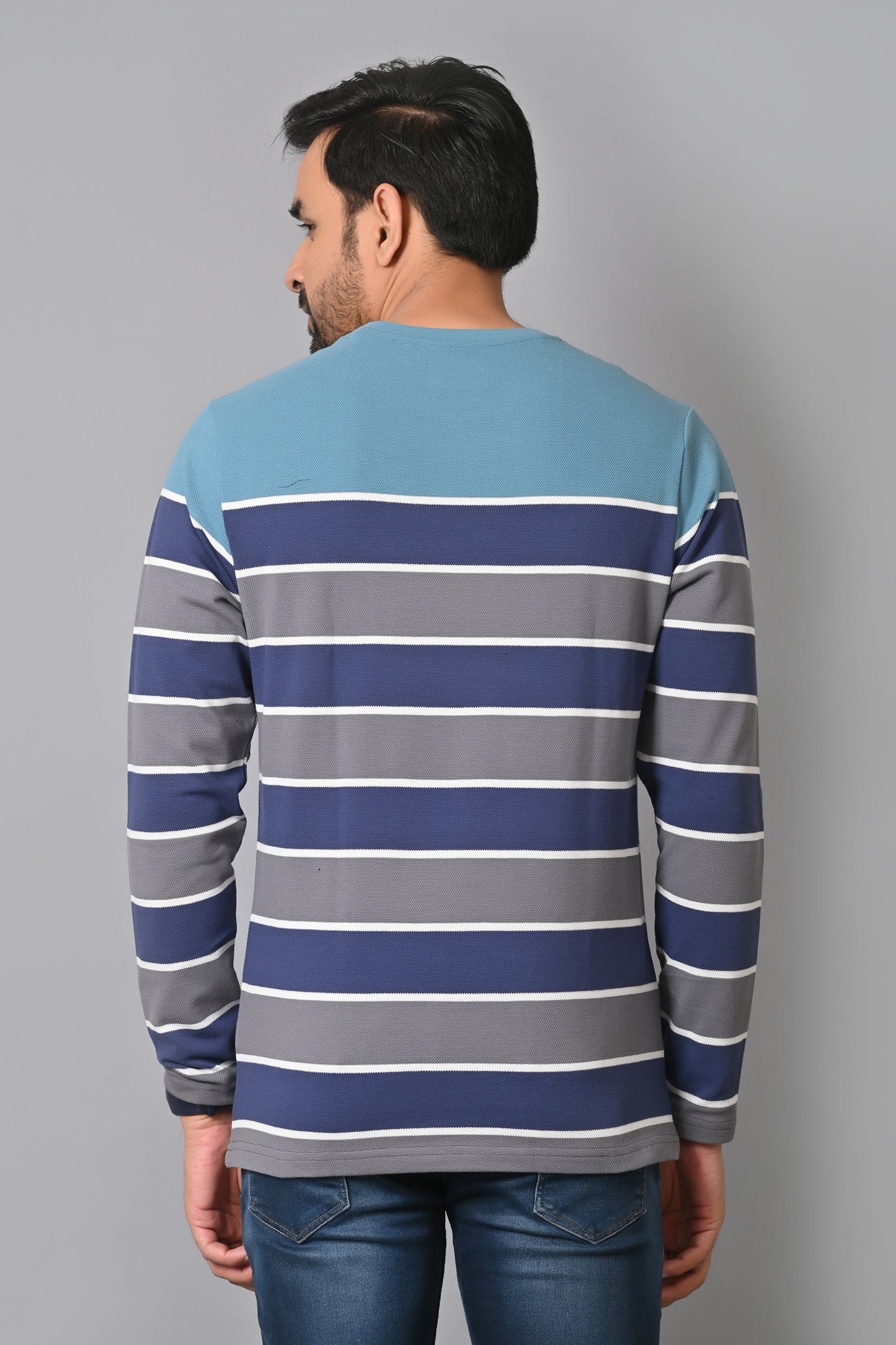 Arbour Men Round Neck Stripes Full Sleeves T-Shirt