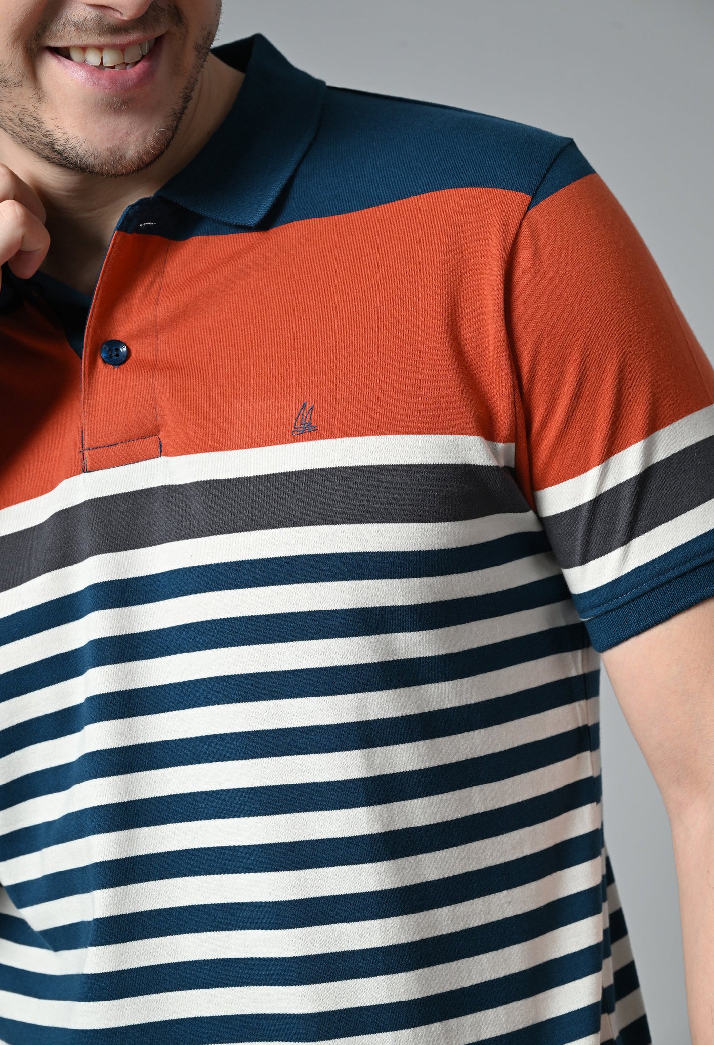 Arbour Men Polo Neck Half Sleeves Casual Cotton Stripes T-Shirt