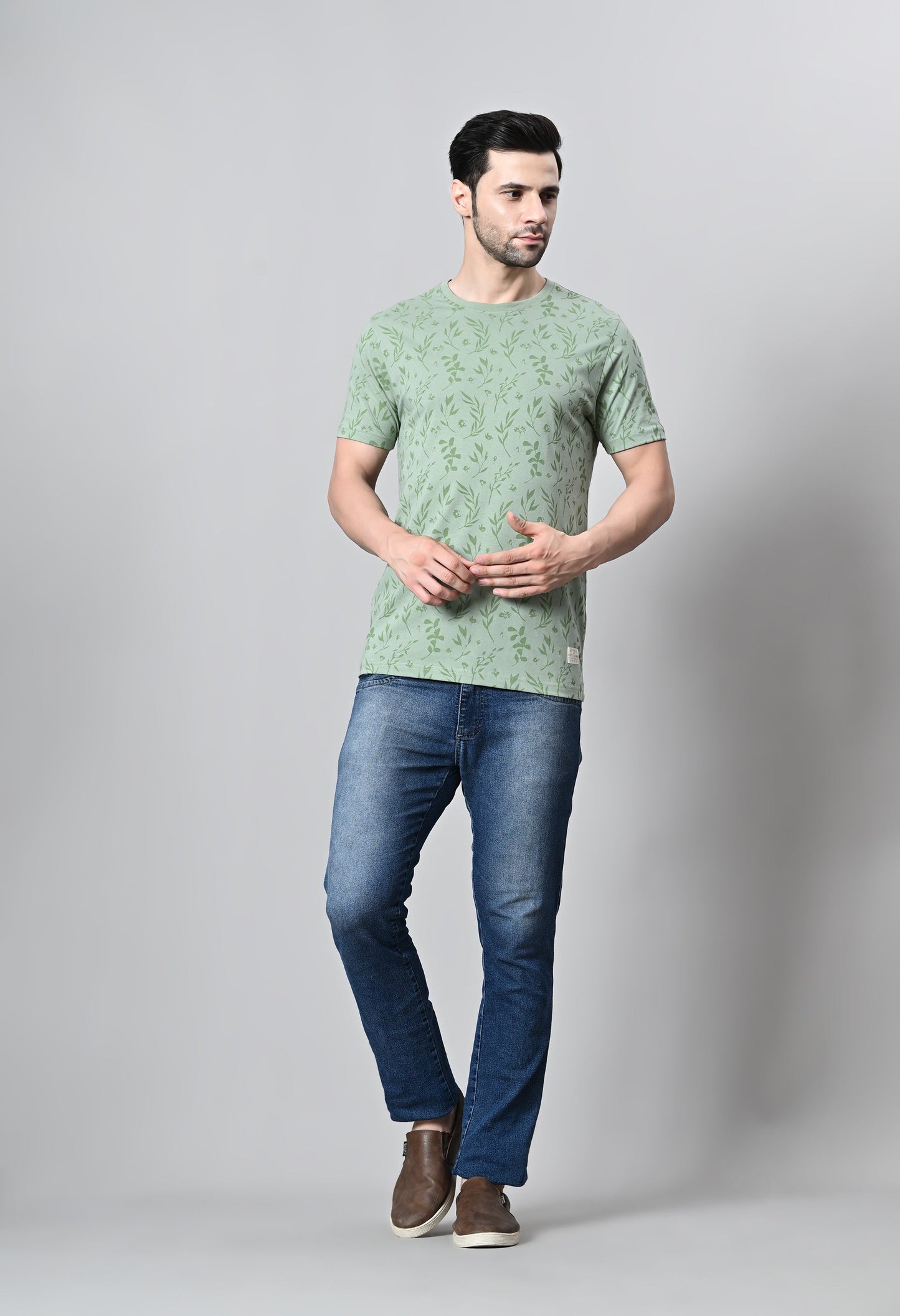 Arbour Men Round Neck All Over Print Half Sleeves T-Shirt